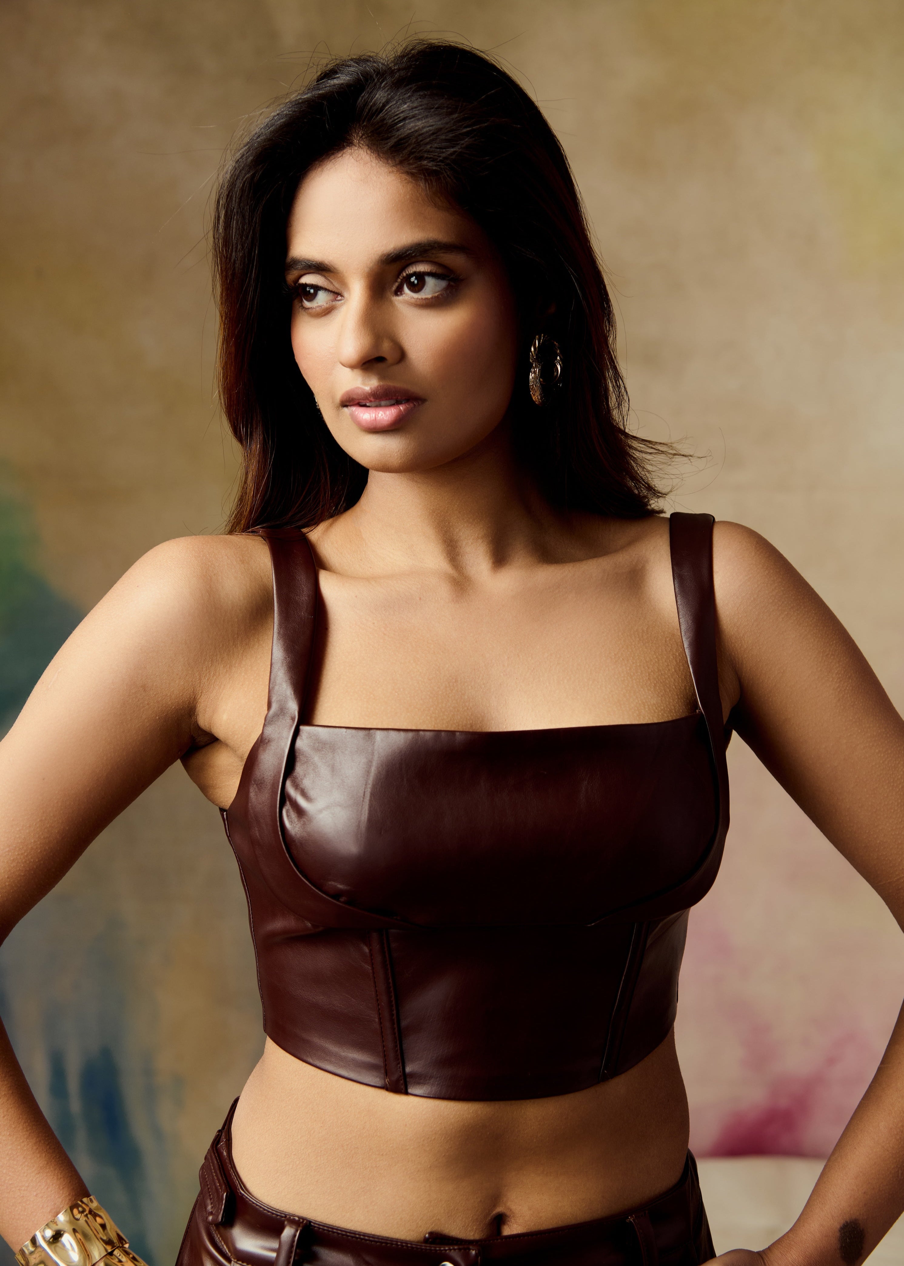 Lenore Brown Leather Cargo Pants