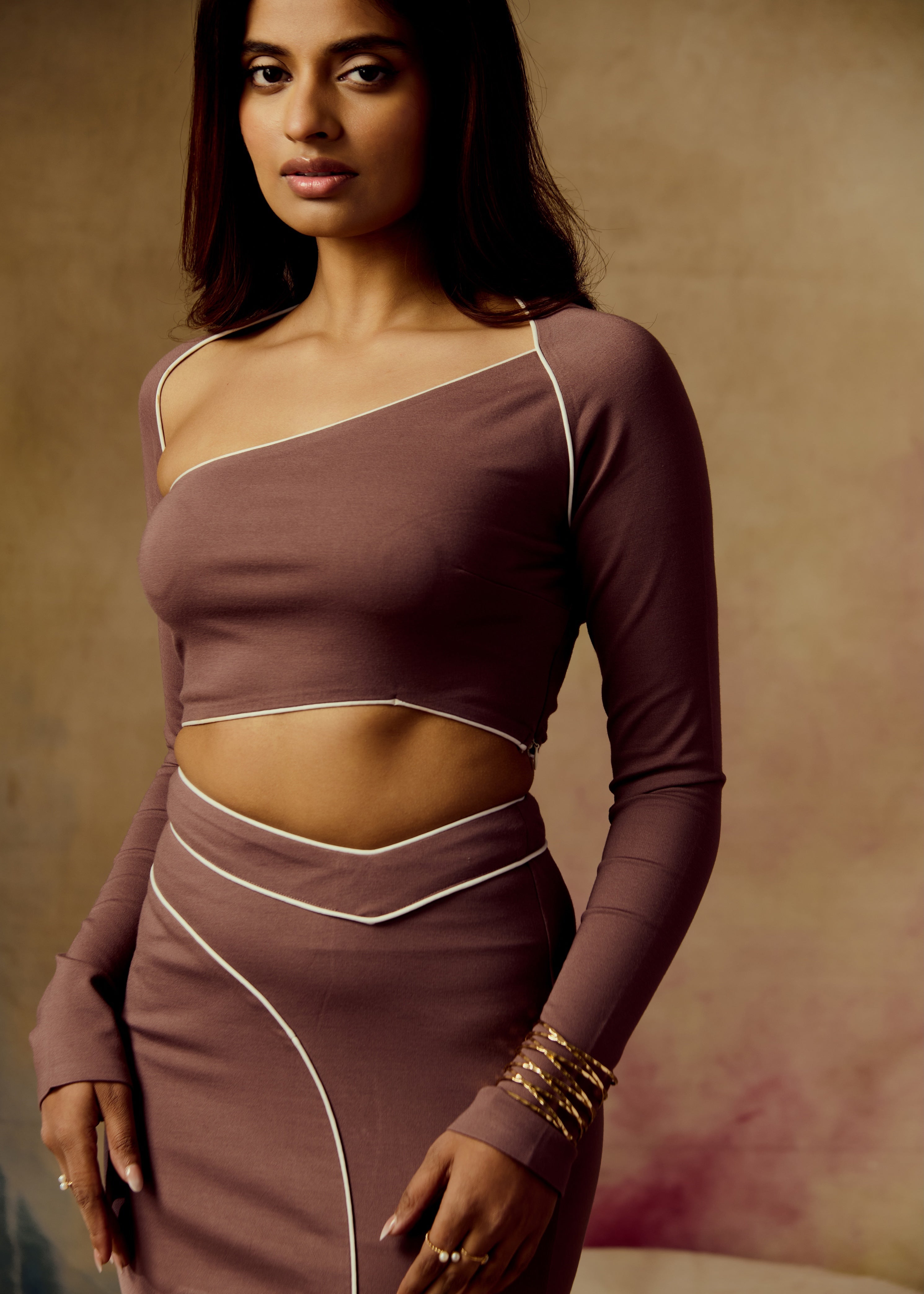 Vienne Brown Bodycon Maxi Skirt