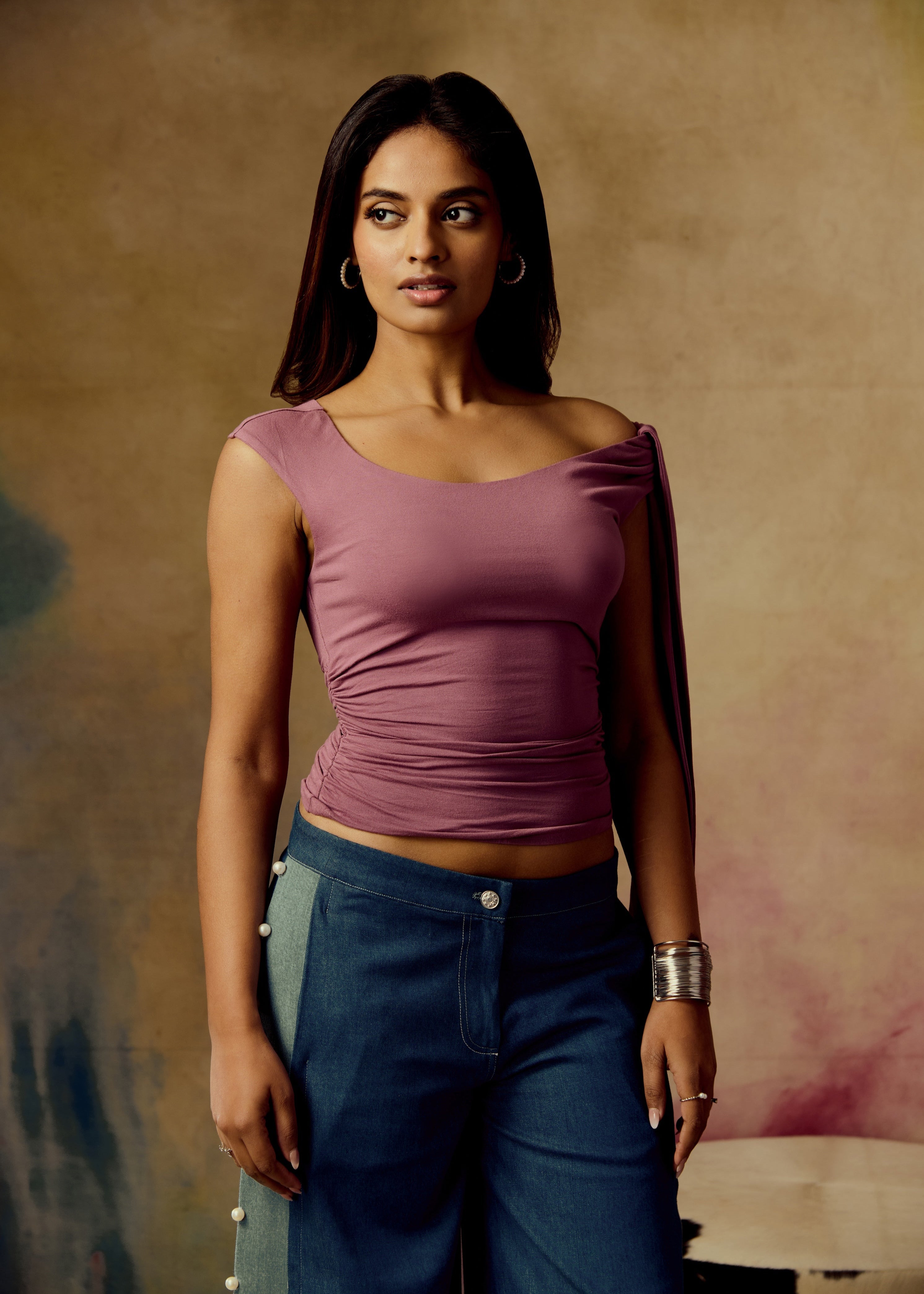 Lumi Mauve One-Shoulder Top