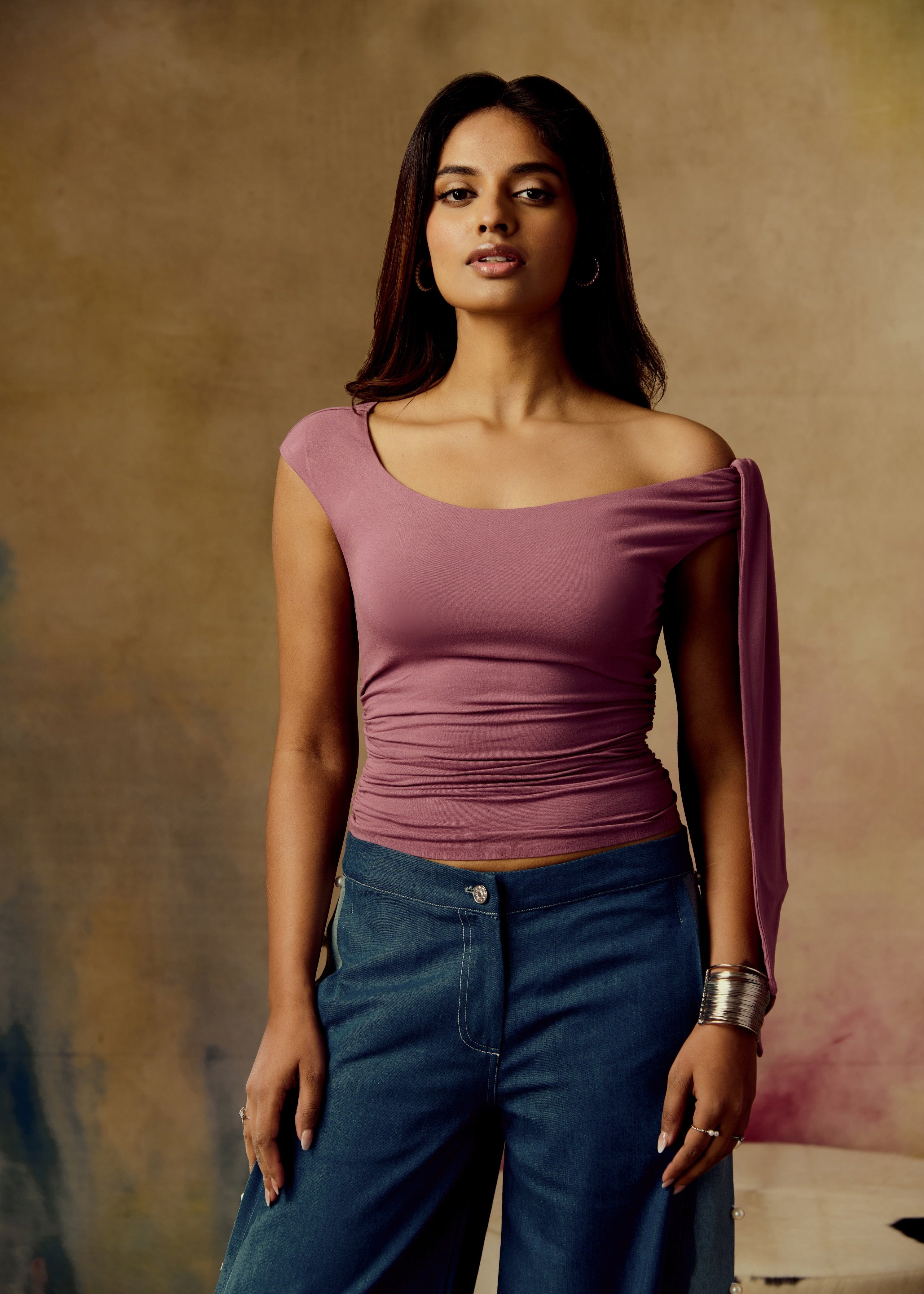 Lumi Mauve One-Shoulder Top