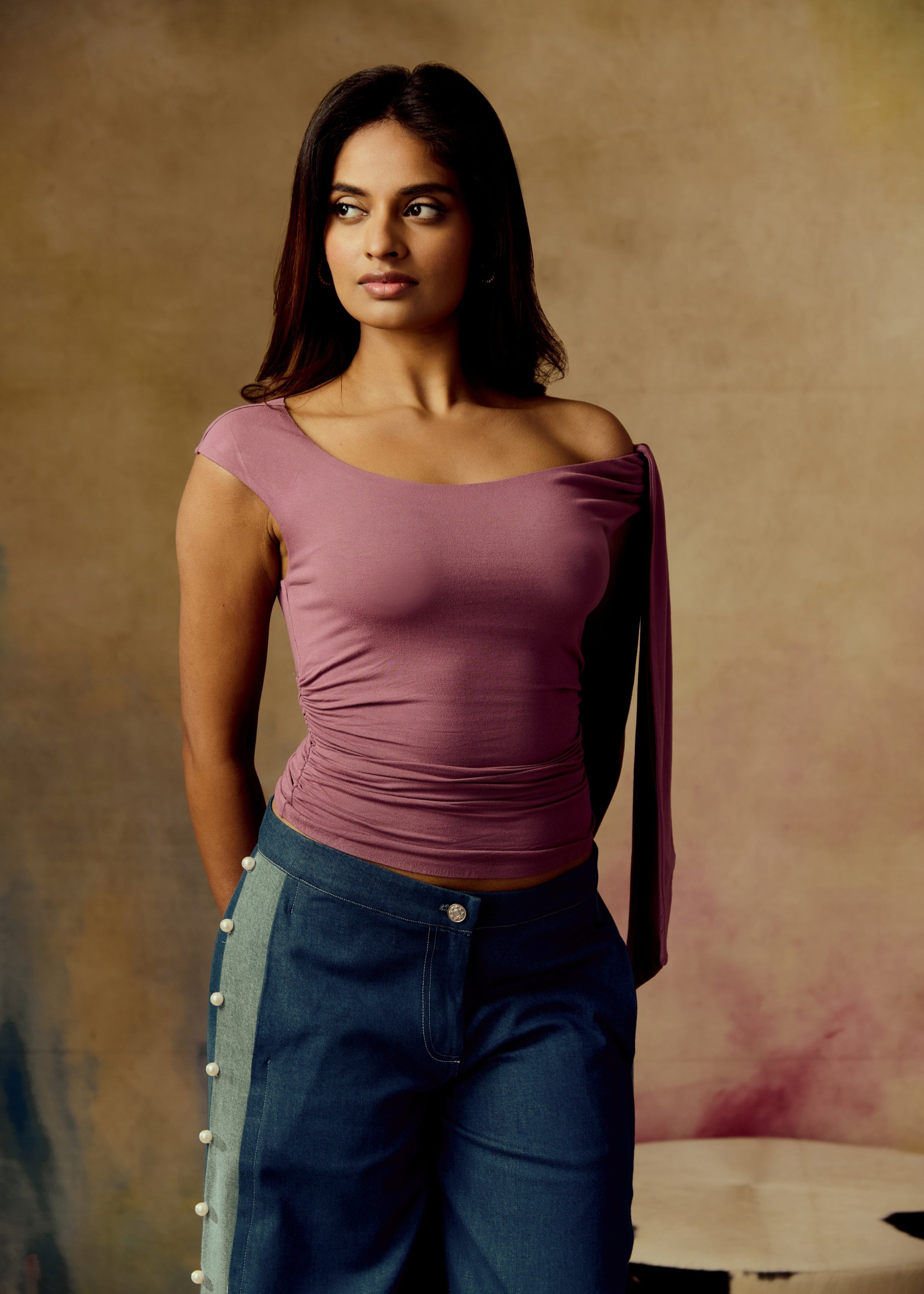 Lumi Mauve One-Shoulder Top