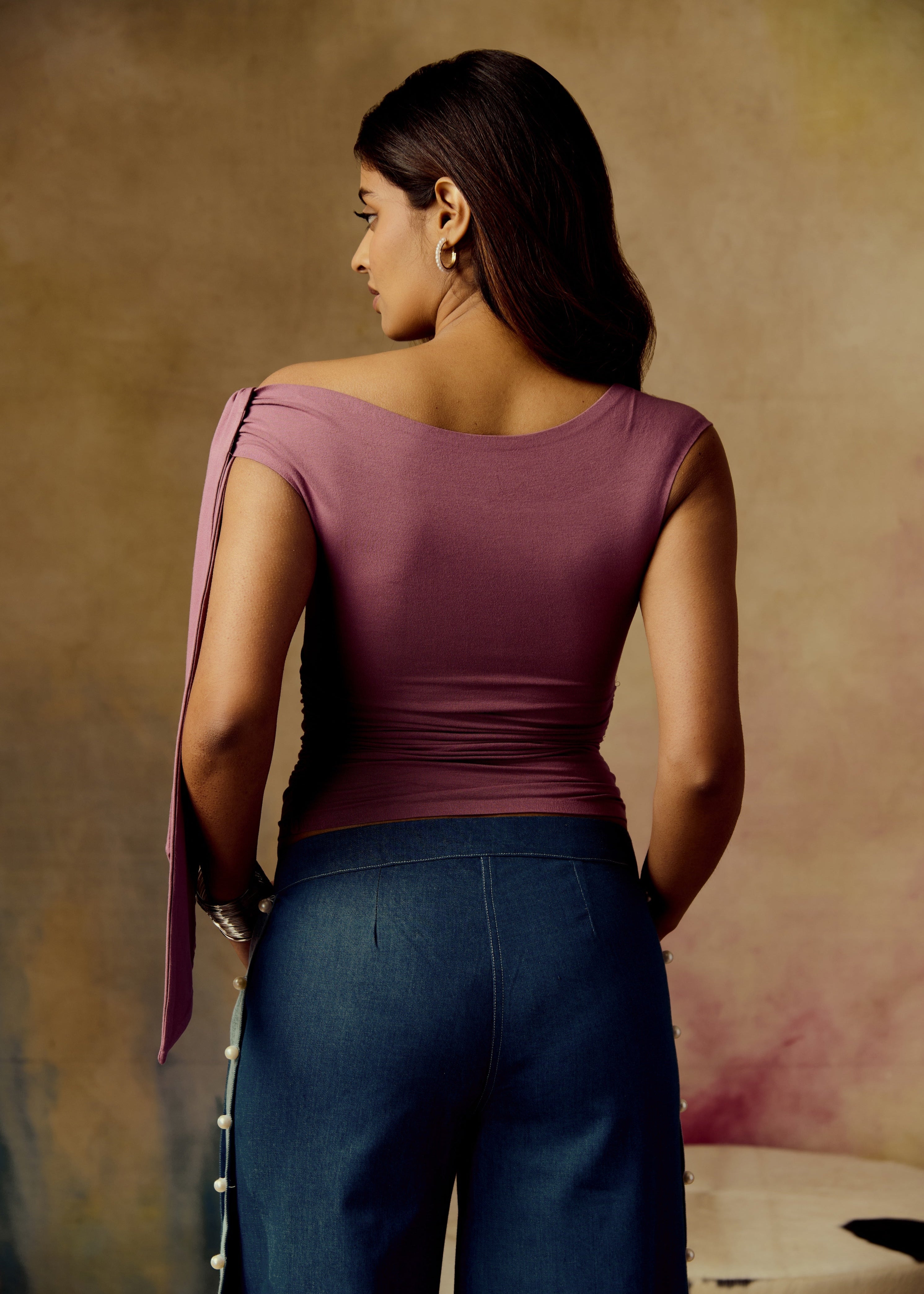 Lumi Mauve One-Shoulder Top