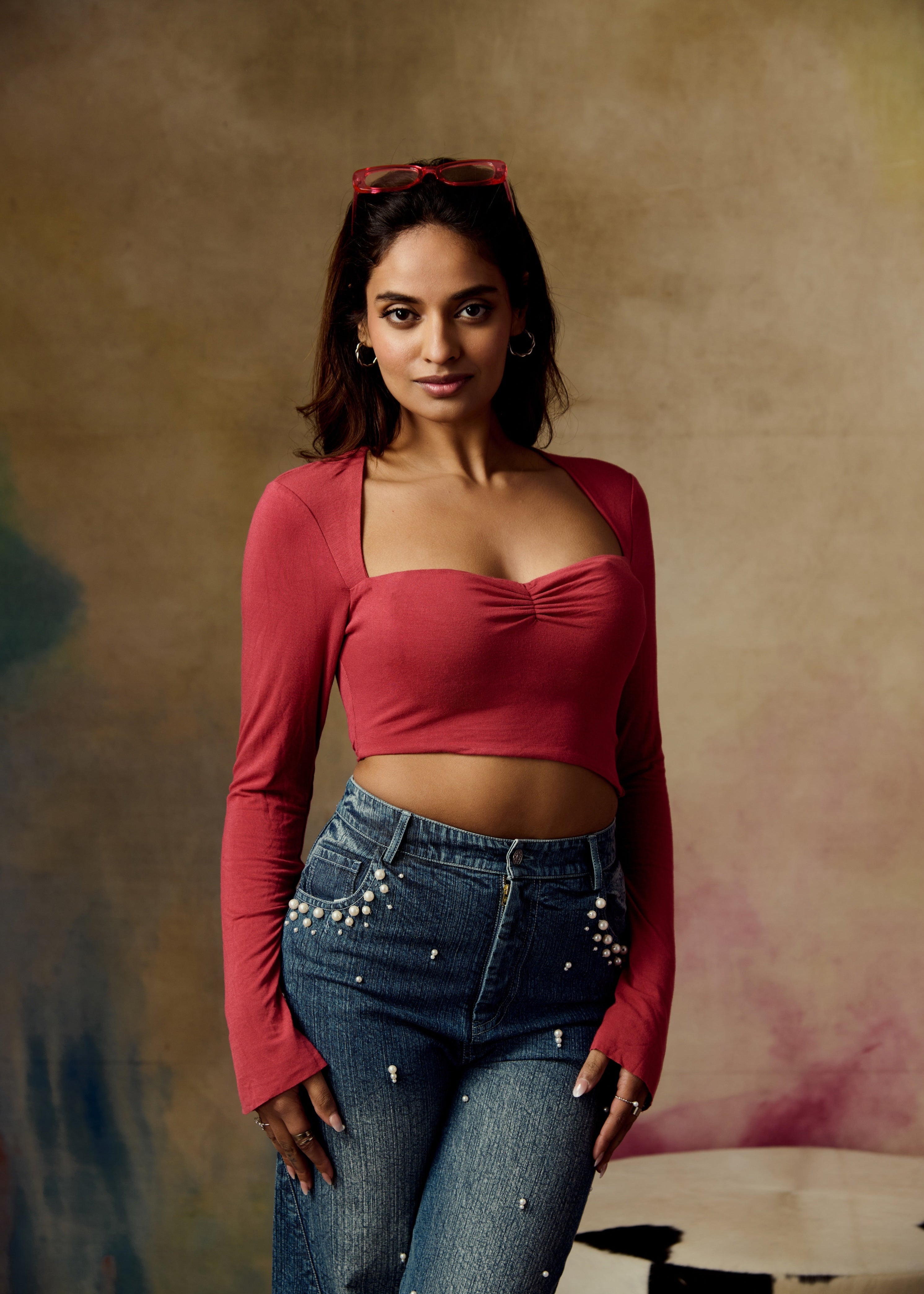 Caspian Rust Full Sleeves Crop Top