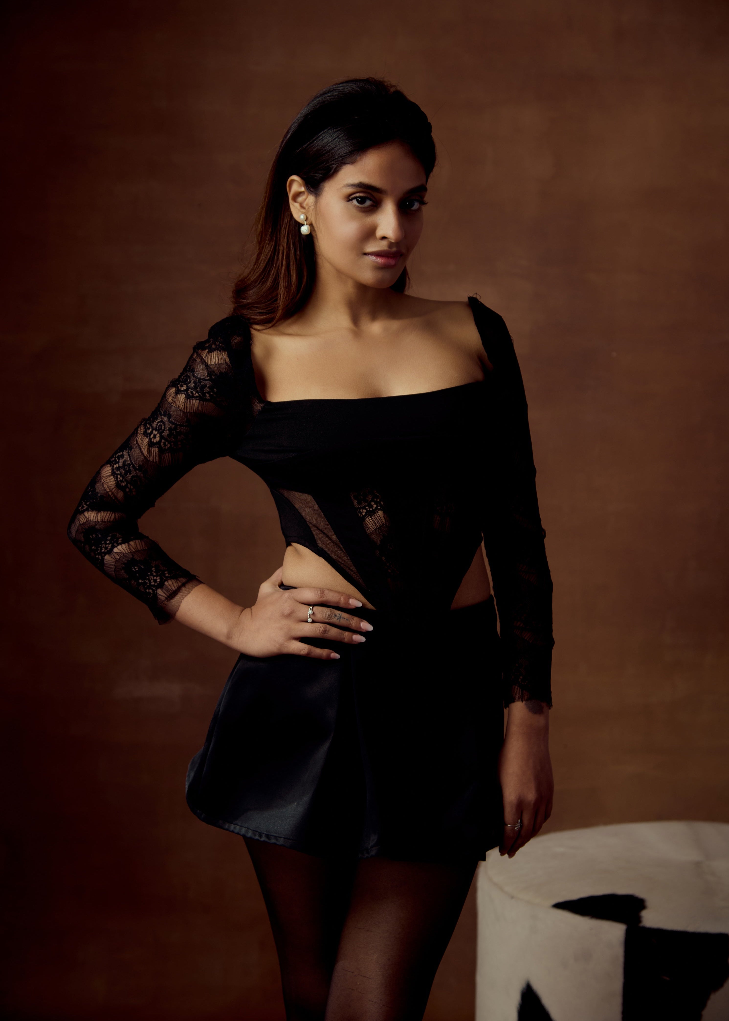 Layana Black Lace Corset Top