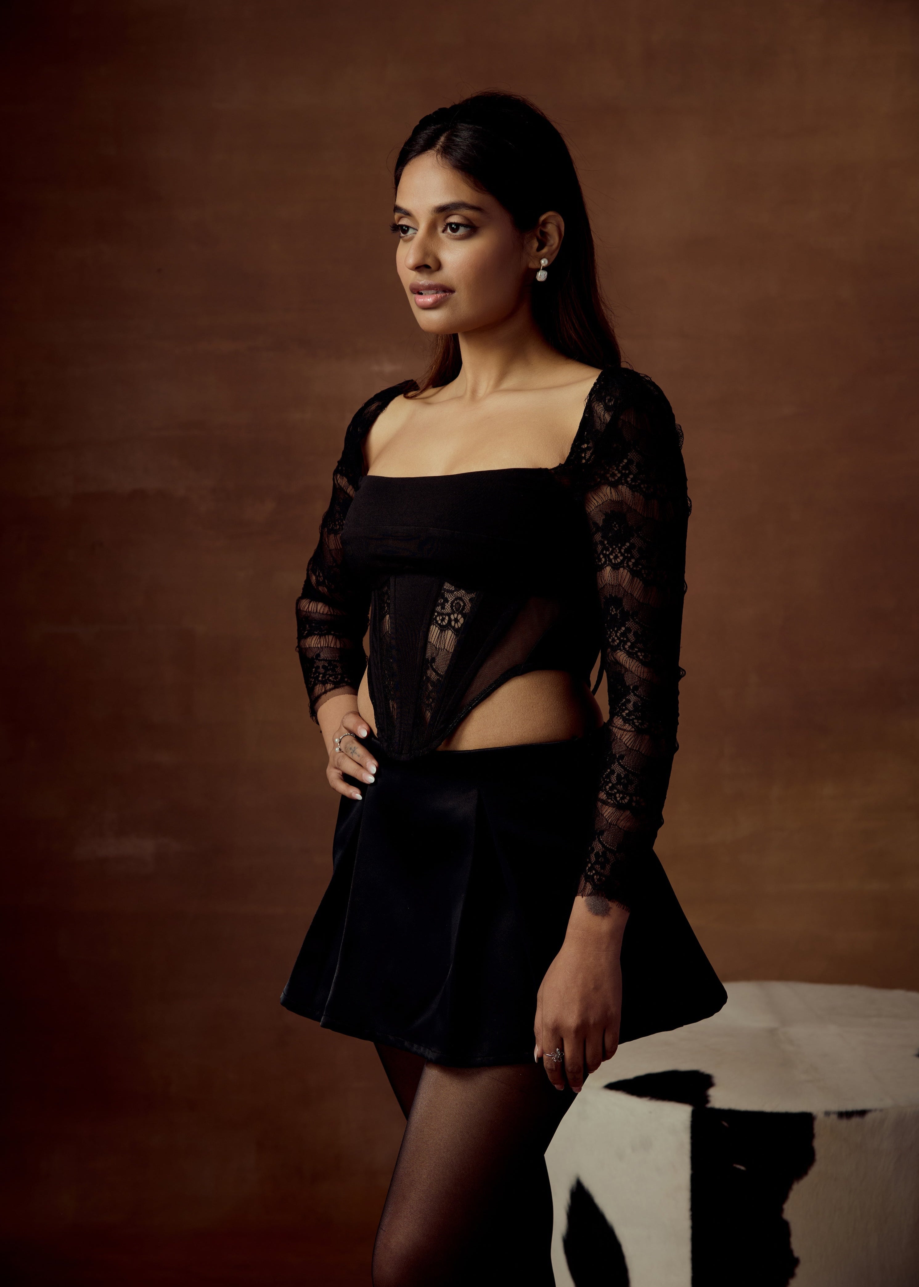 Layana Black Lace Corset Top