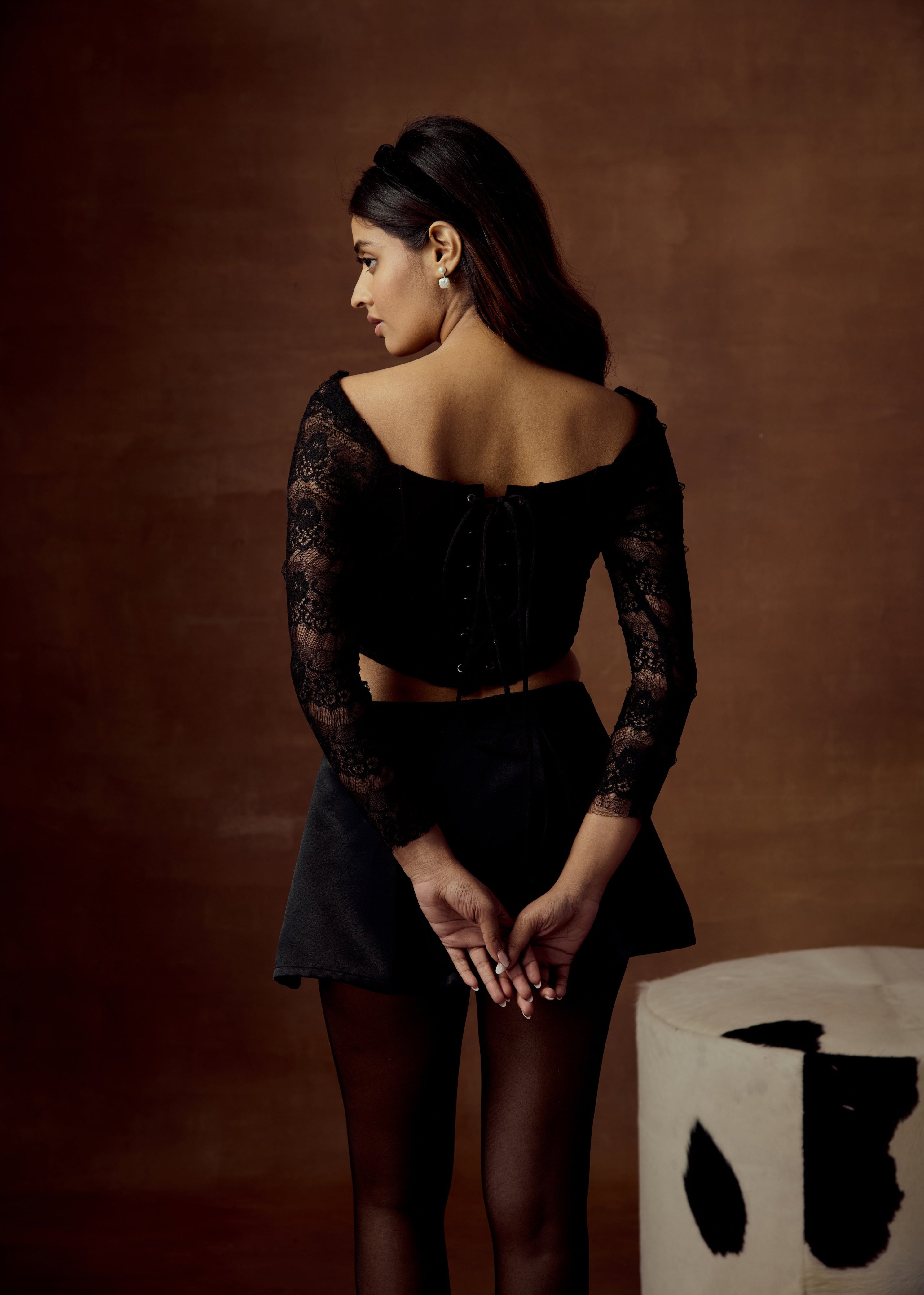 Layana Black Lace Corset Top