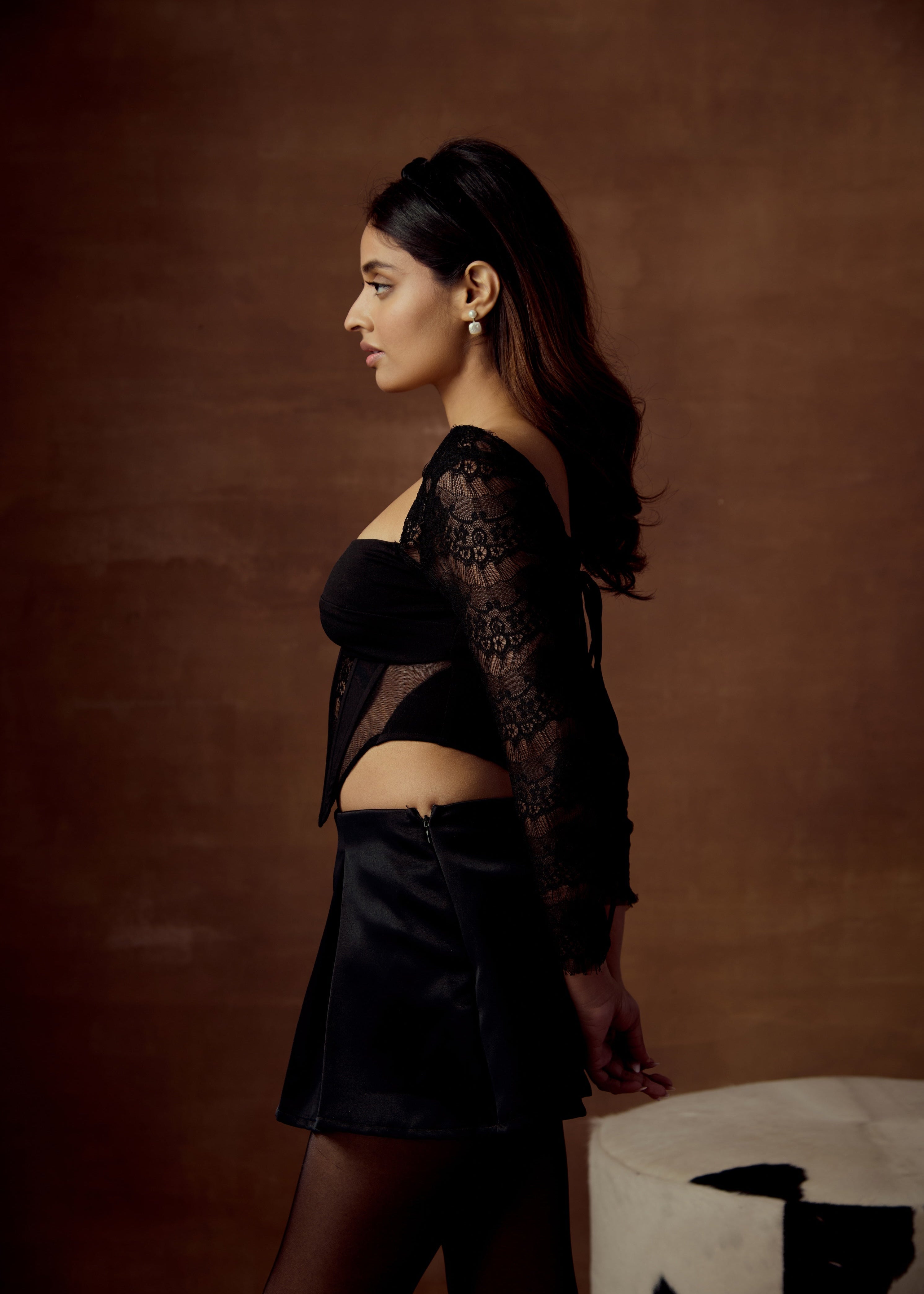 Layana Black Lace Corset Top