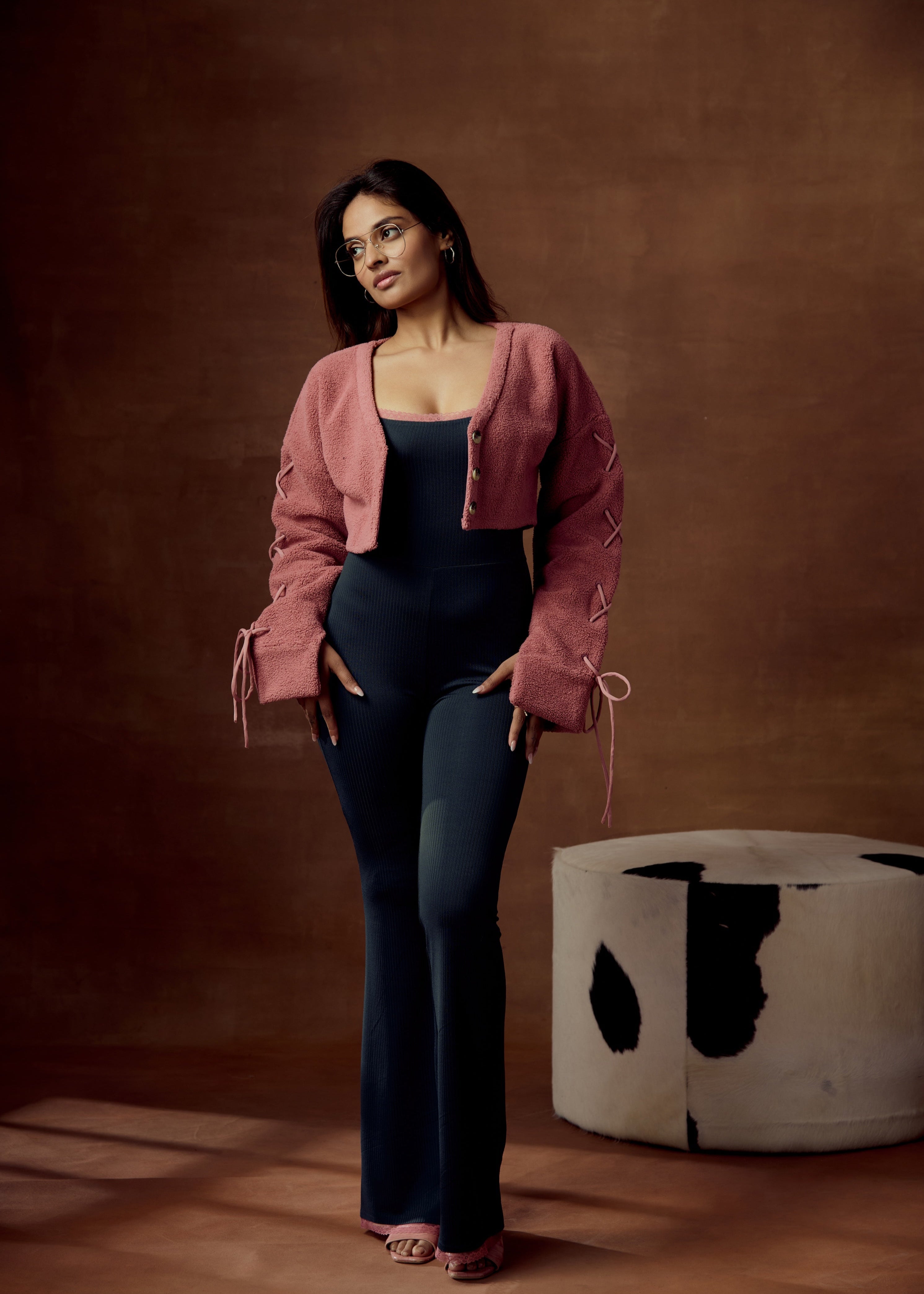 Arlow Pink Crop Sherpa Cardigan