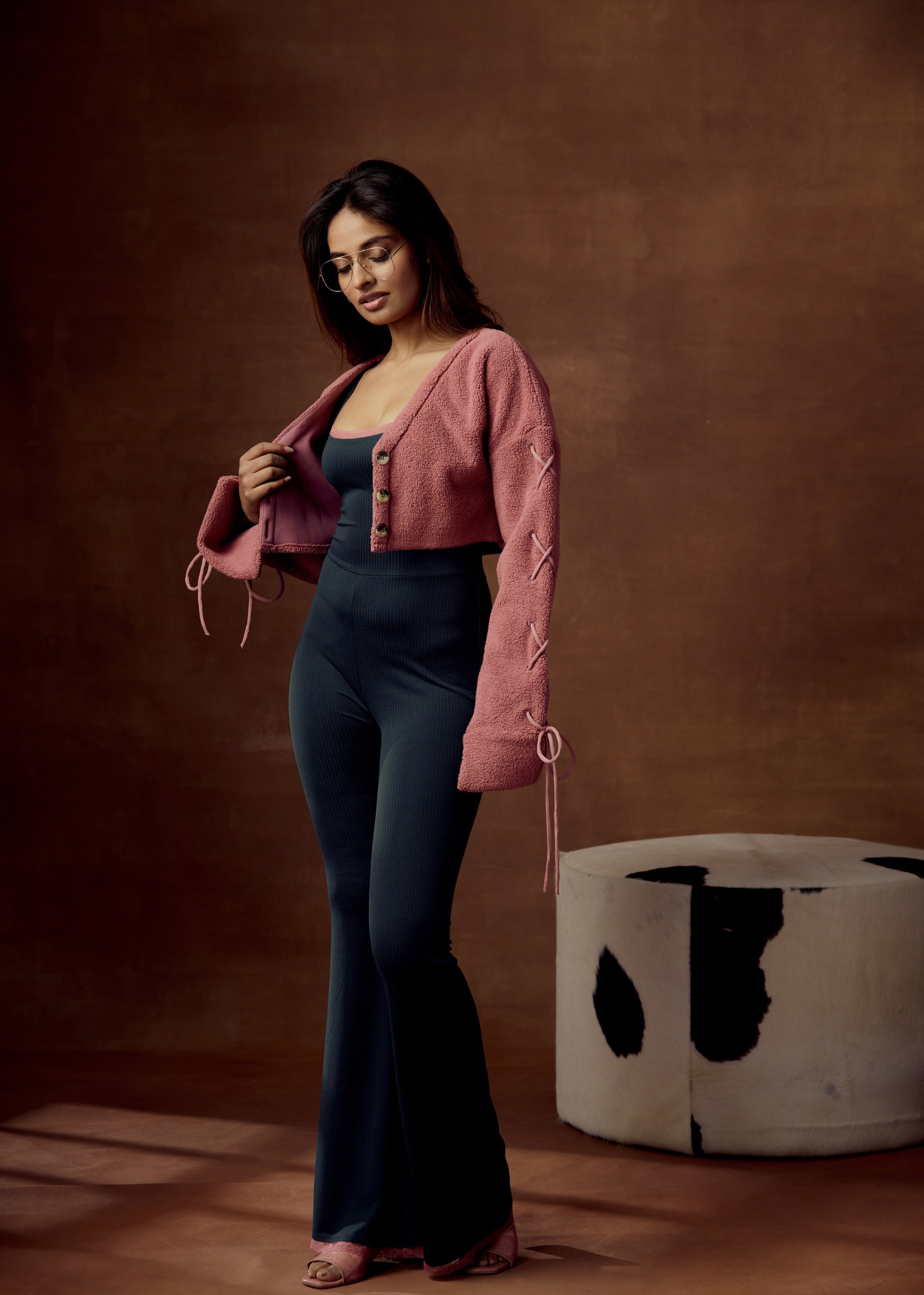 Arlow Pink Crop Sherpa Cardigan