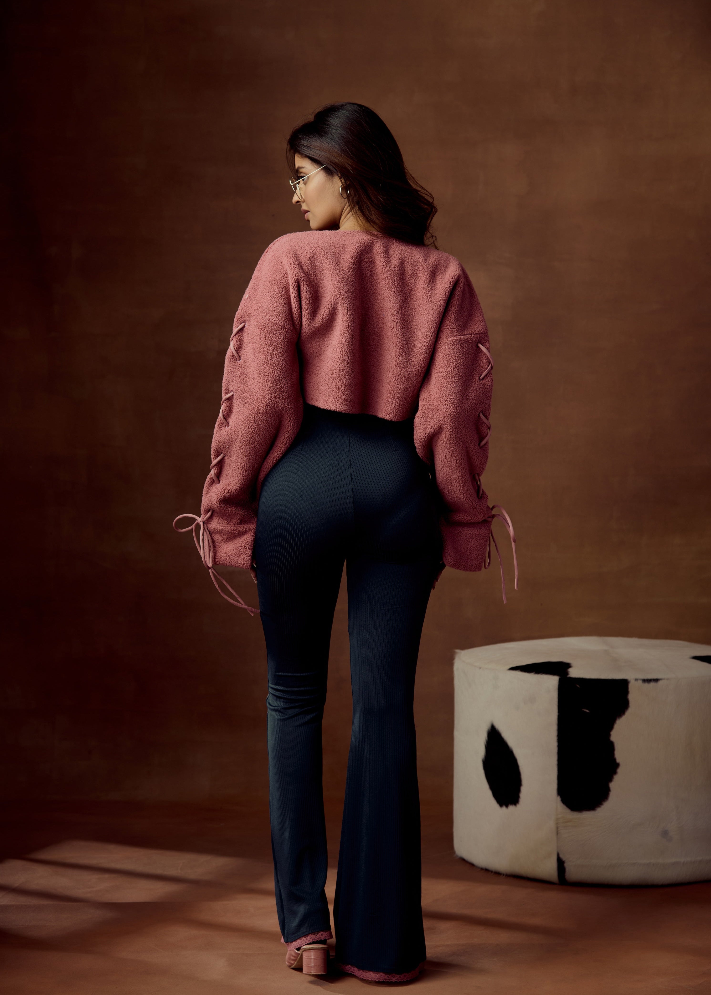 Arlow Pink Crop Sherpa Cardigan