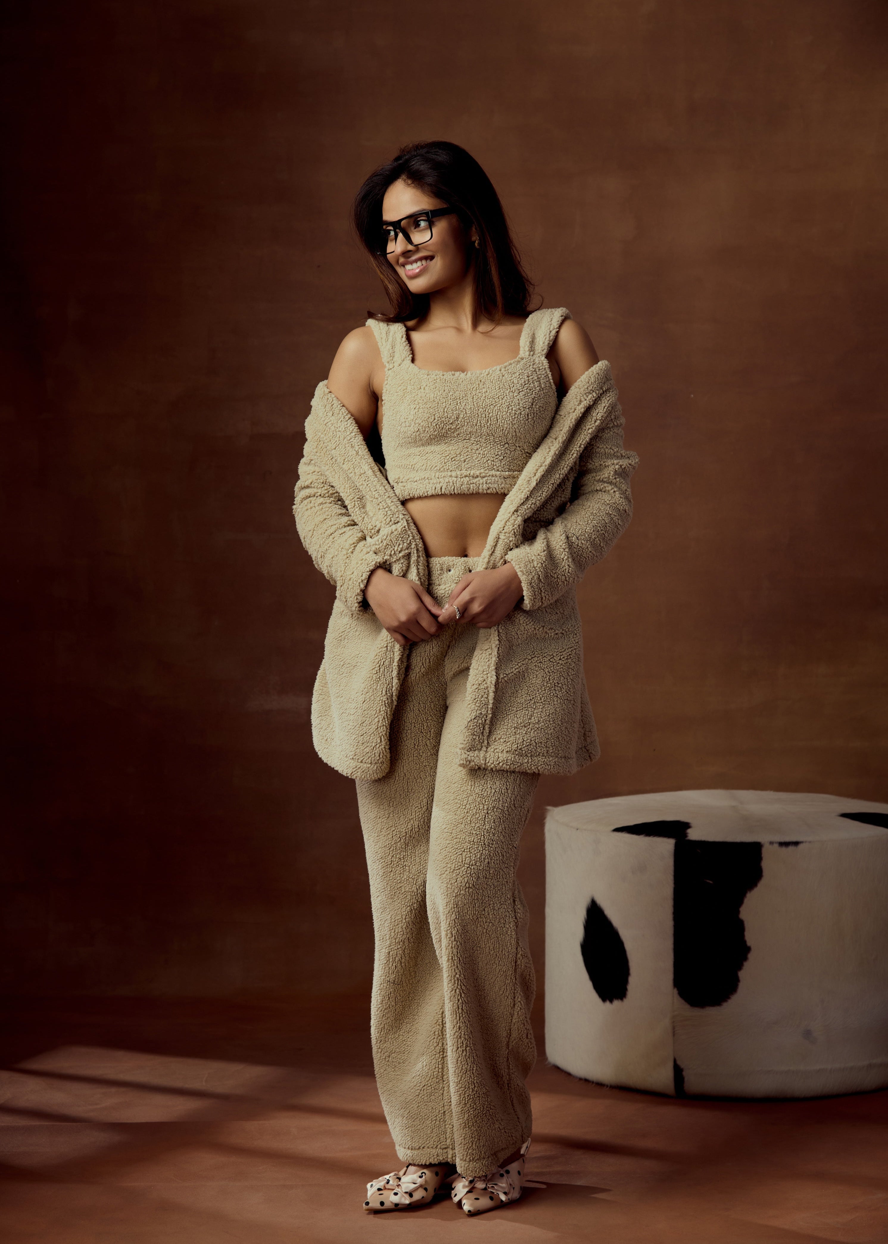 Brielle Beige Wide-Leg Pants