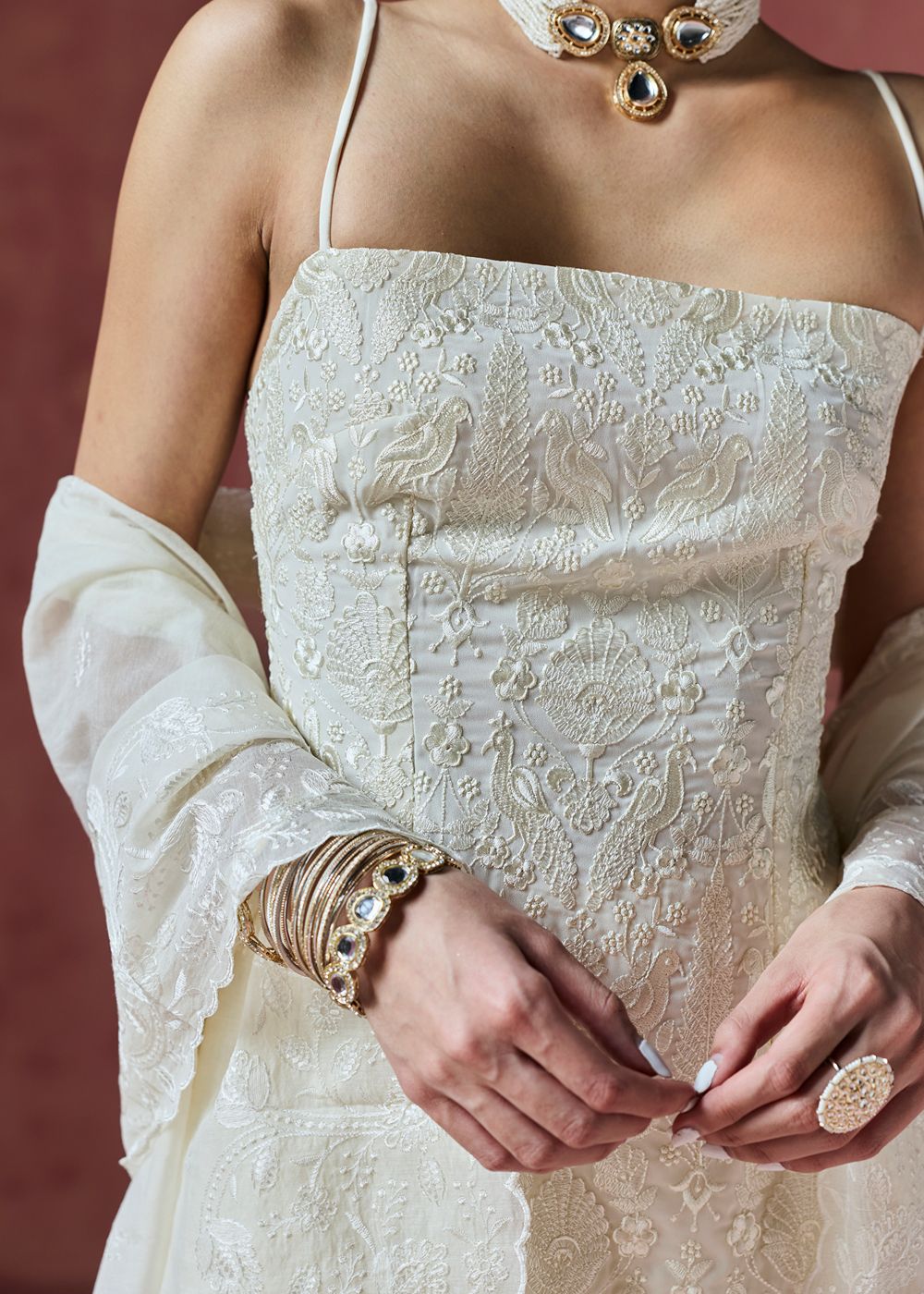 Dove Ivory Embroidered Sharara Set