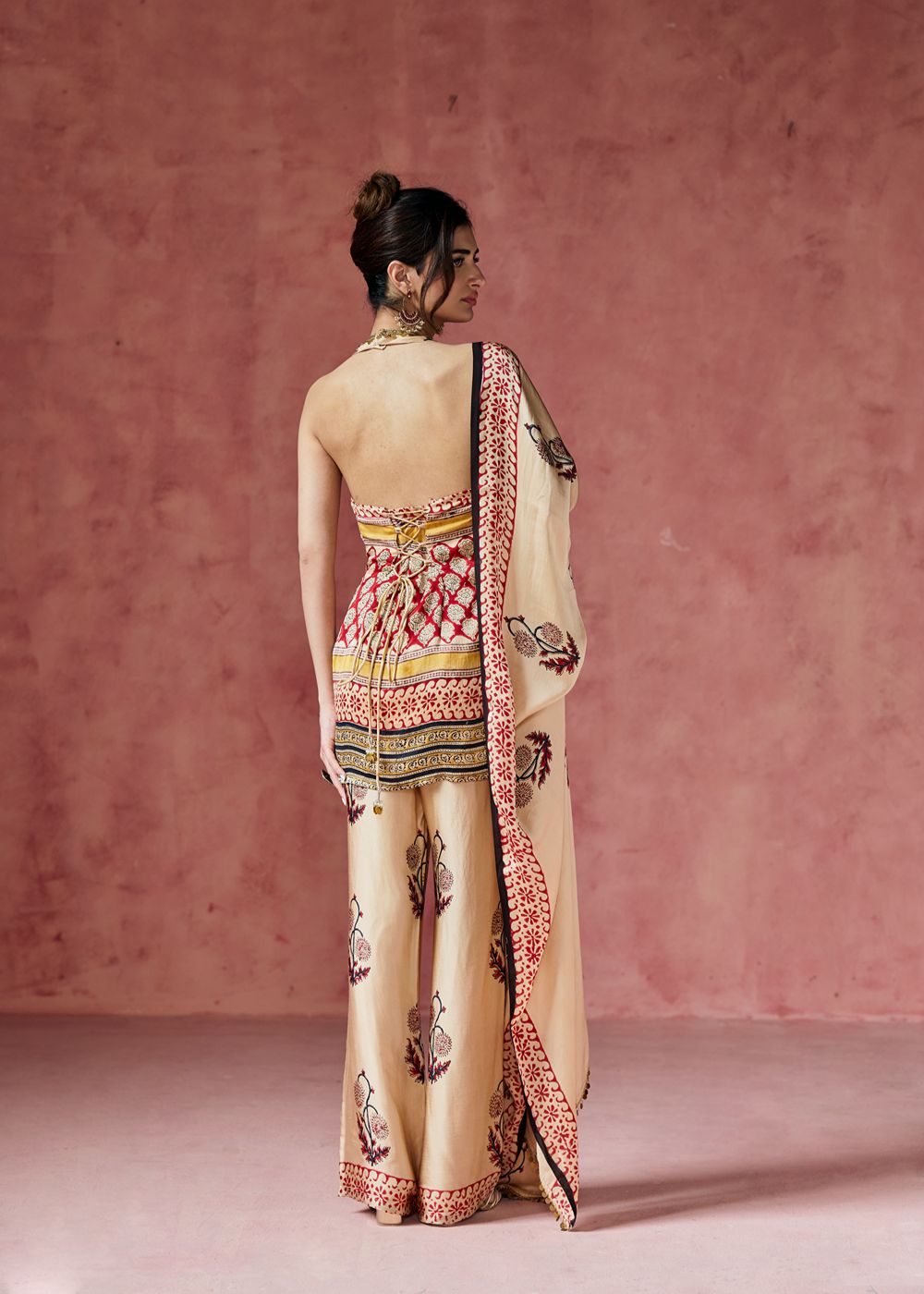 Afreen Ajrakh Print Halter Neck Kurta Set