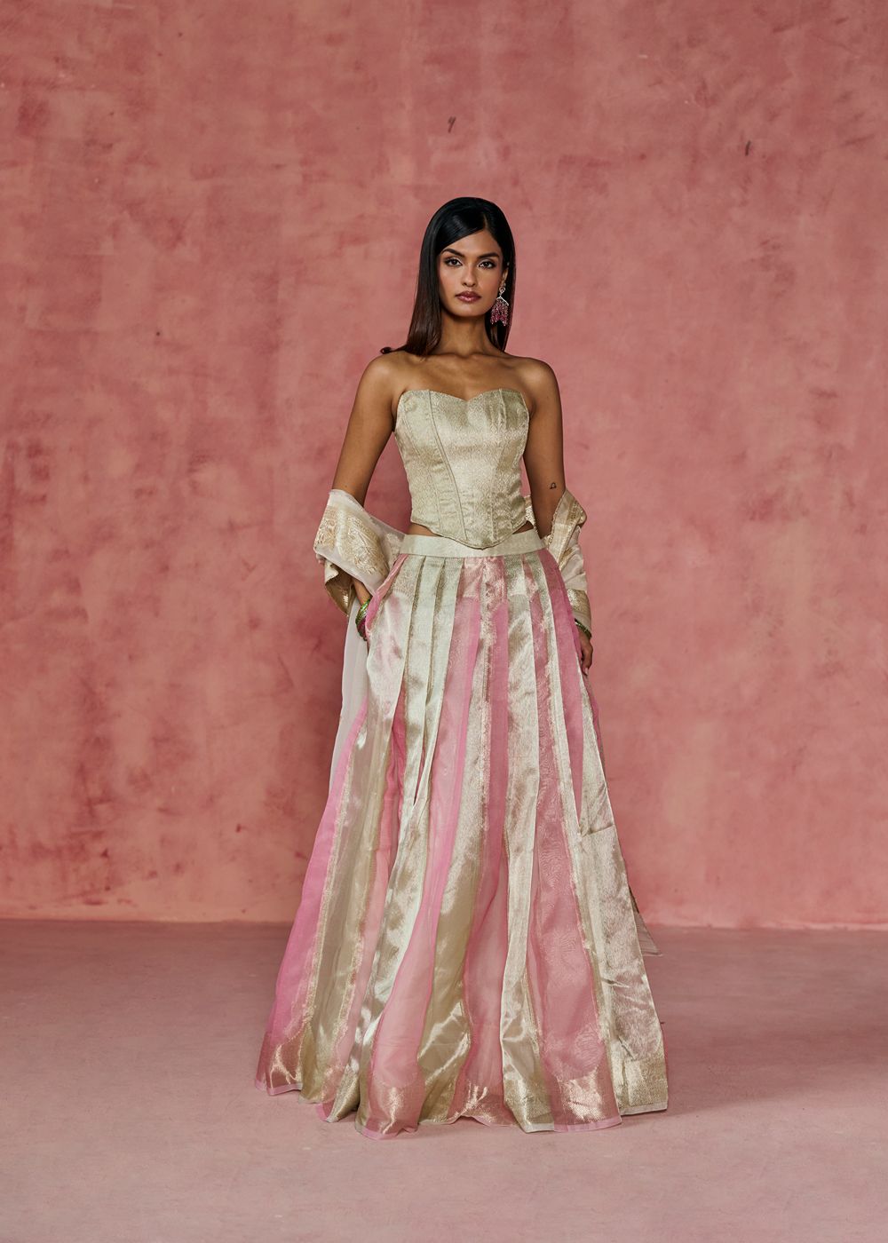 Lily Brocade Corset Lehenga Set