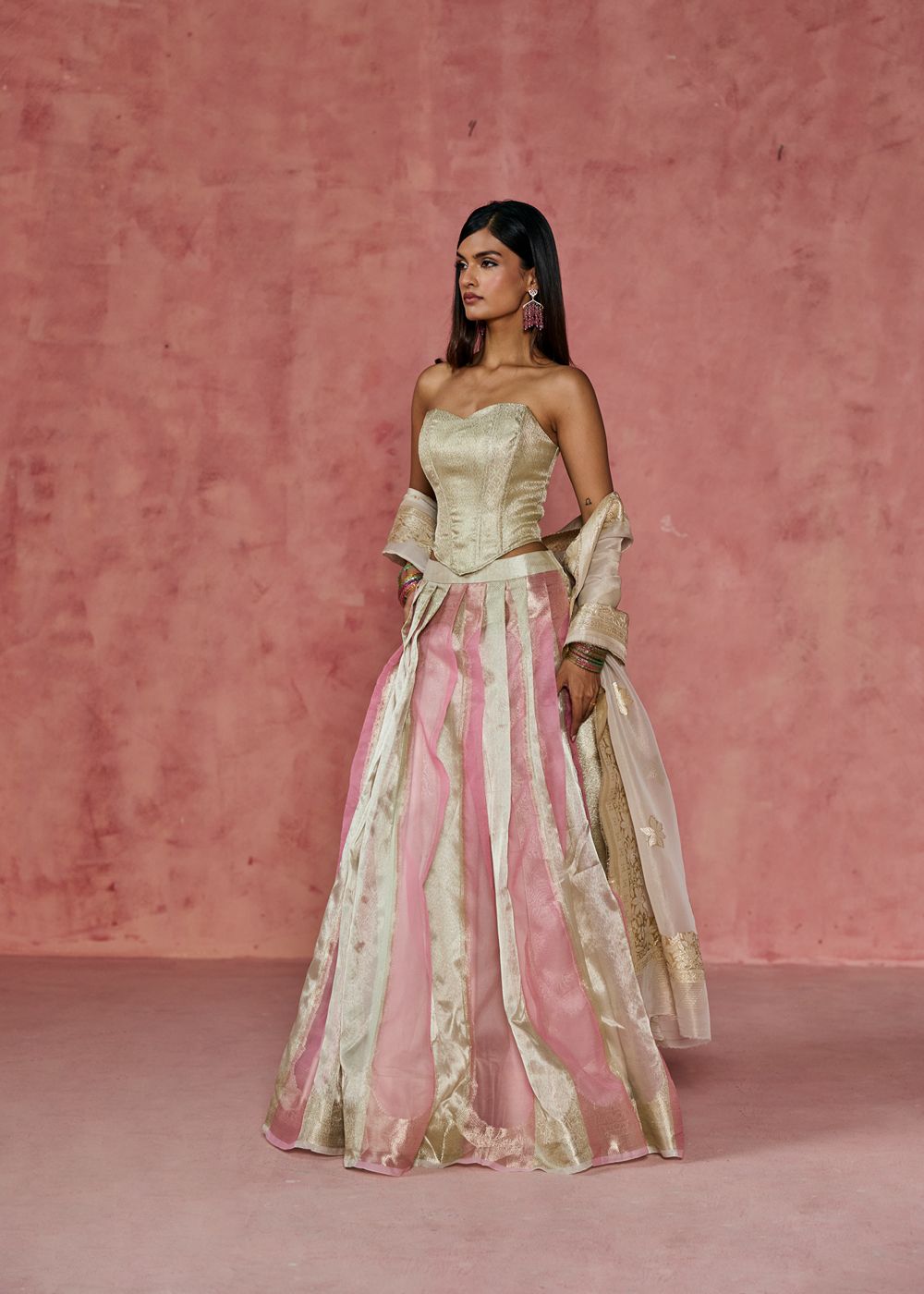 Lily Brocade Corset Lehenga Set