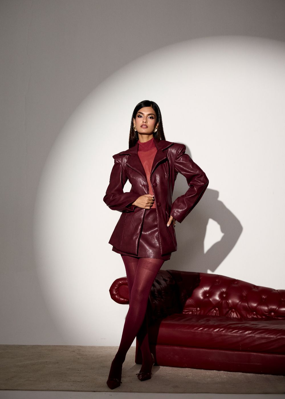 Cherry Faux Leather Mini Skort