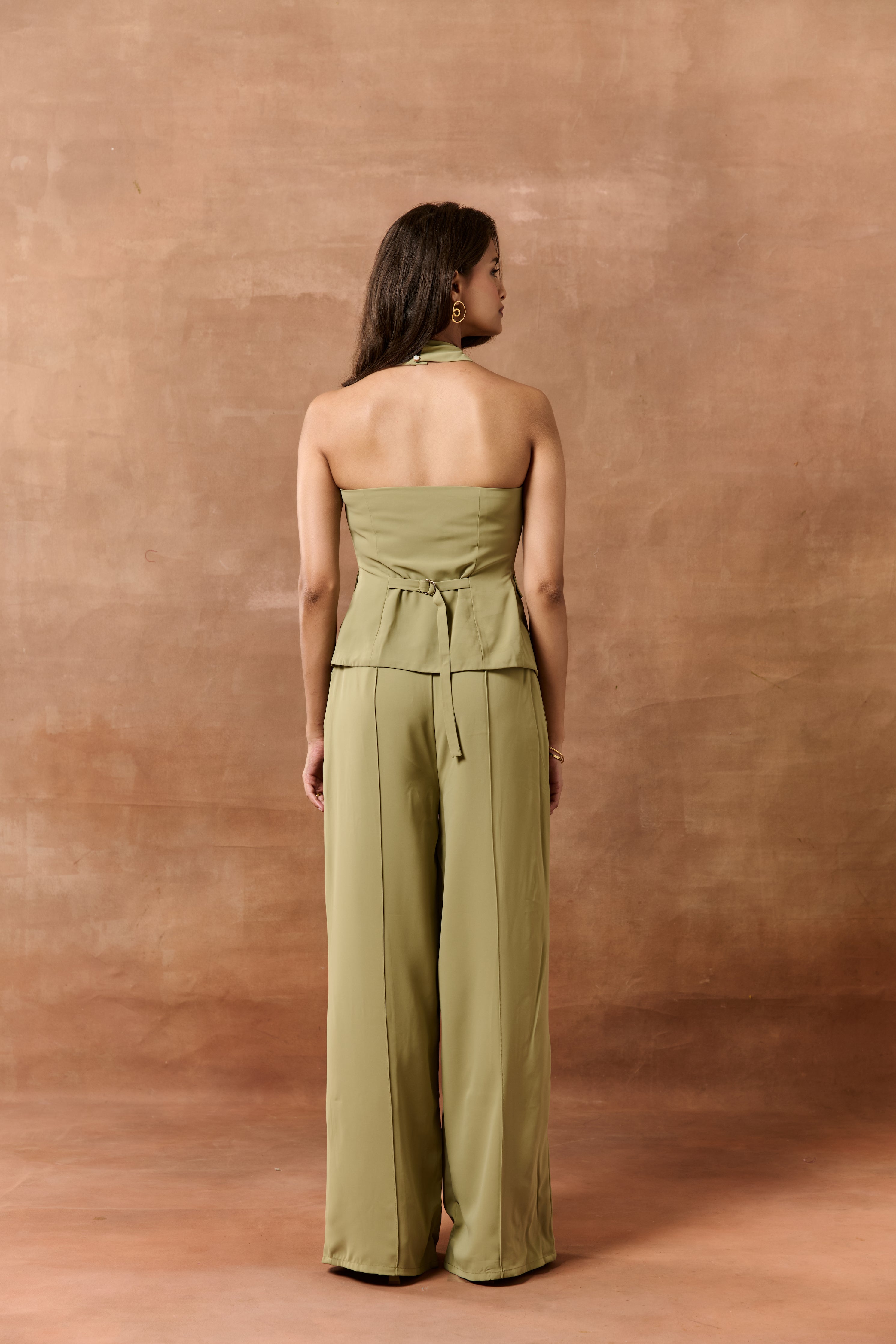 Kathe Sage Green High-Waisted Pants