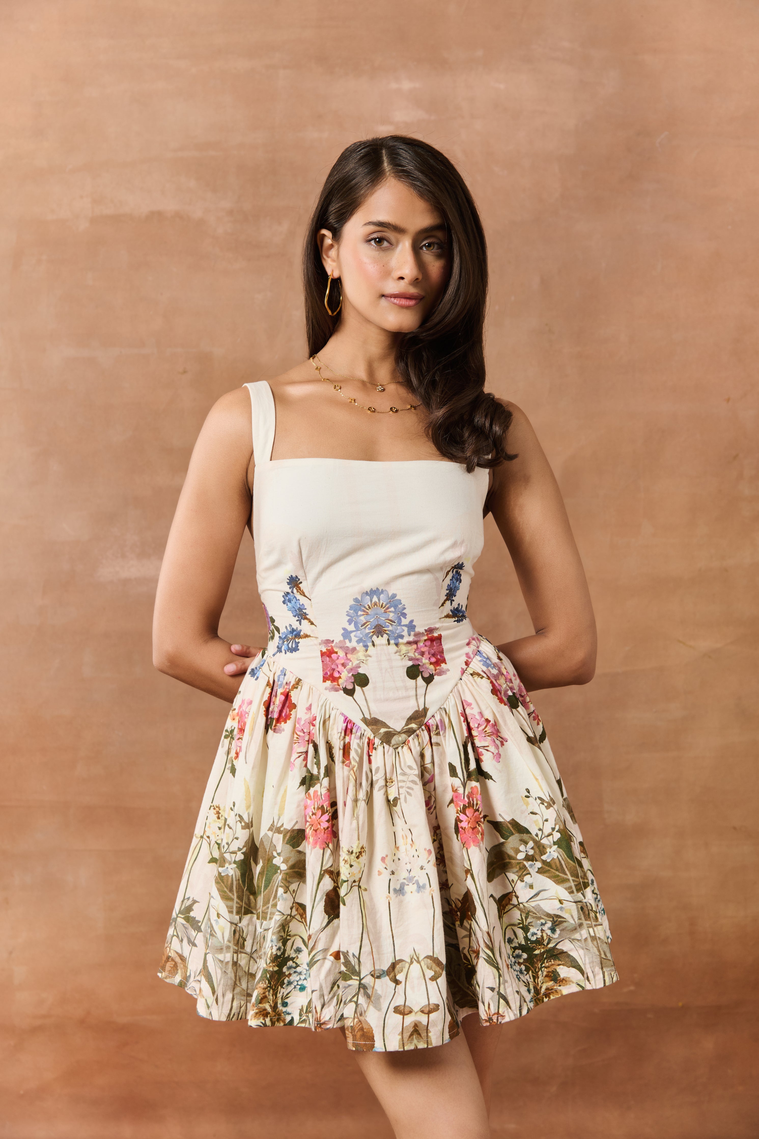 Gretel White Floral Printed Mini Dress