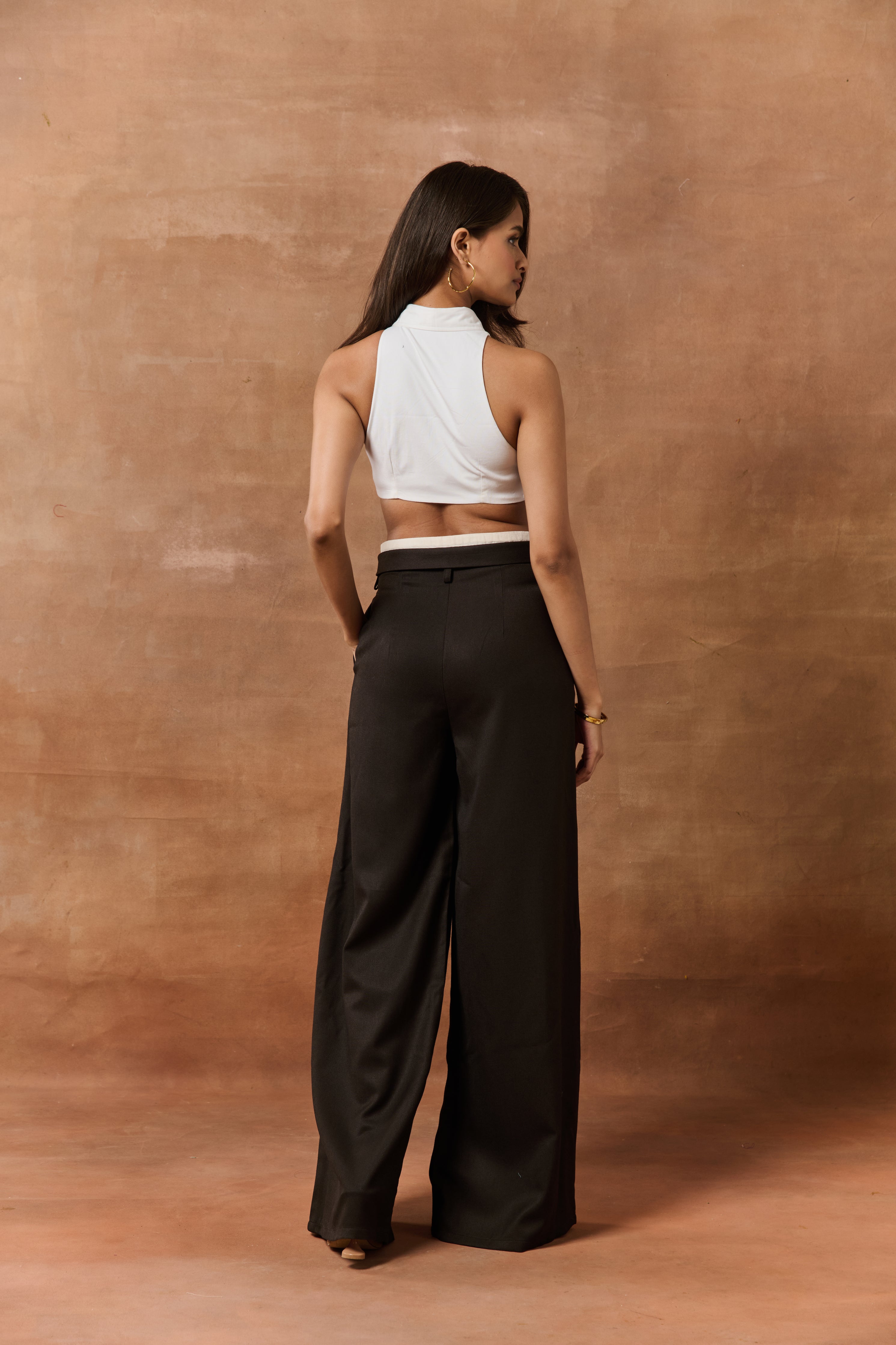 Magdalena White Halter Neck Crop Shirt