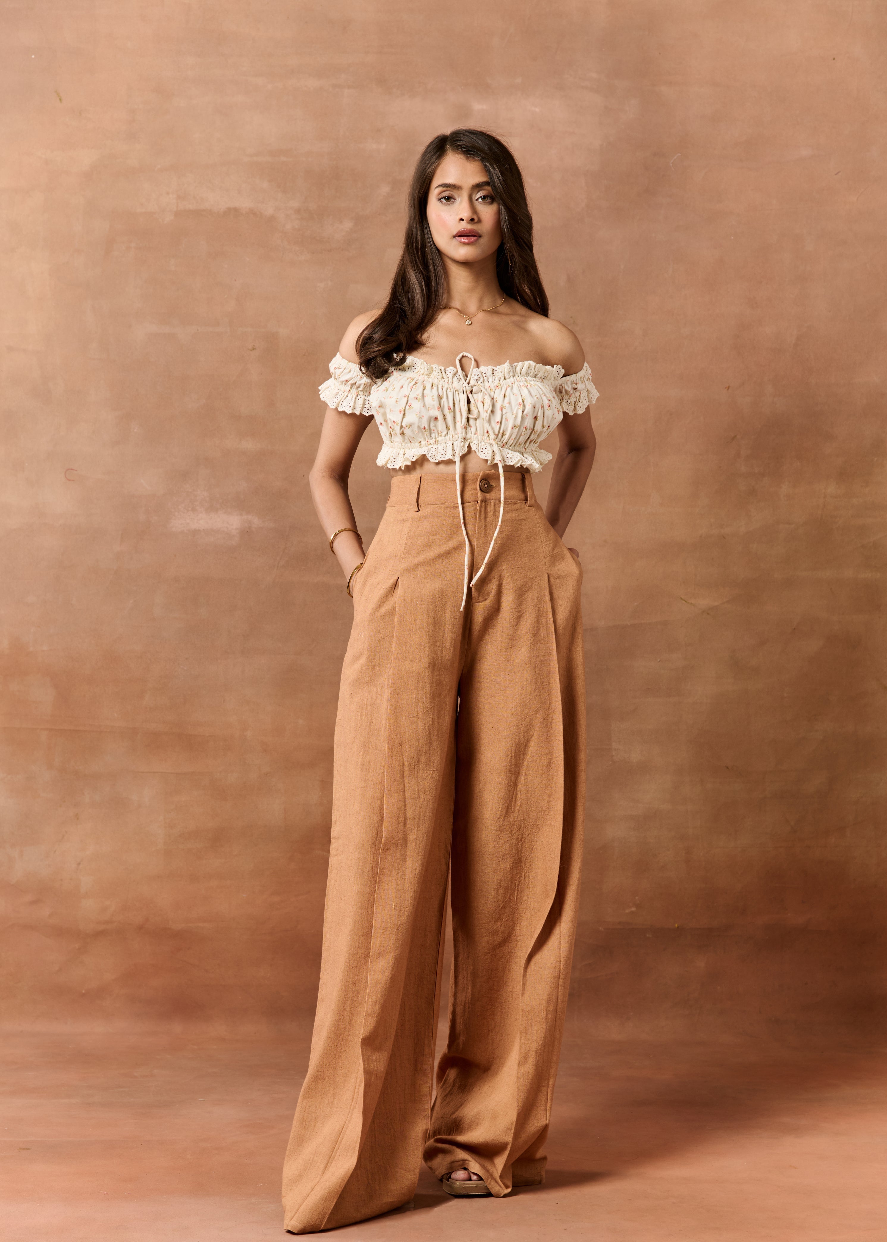 Billie Printed Off-Shoulder Crop Top