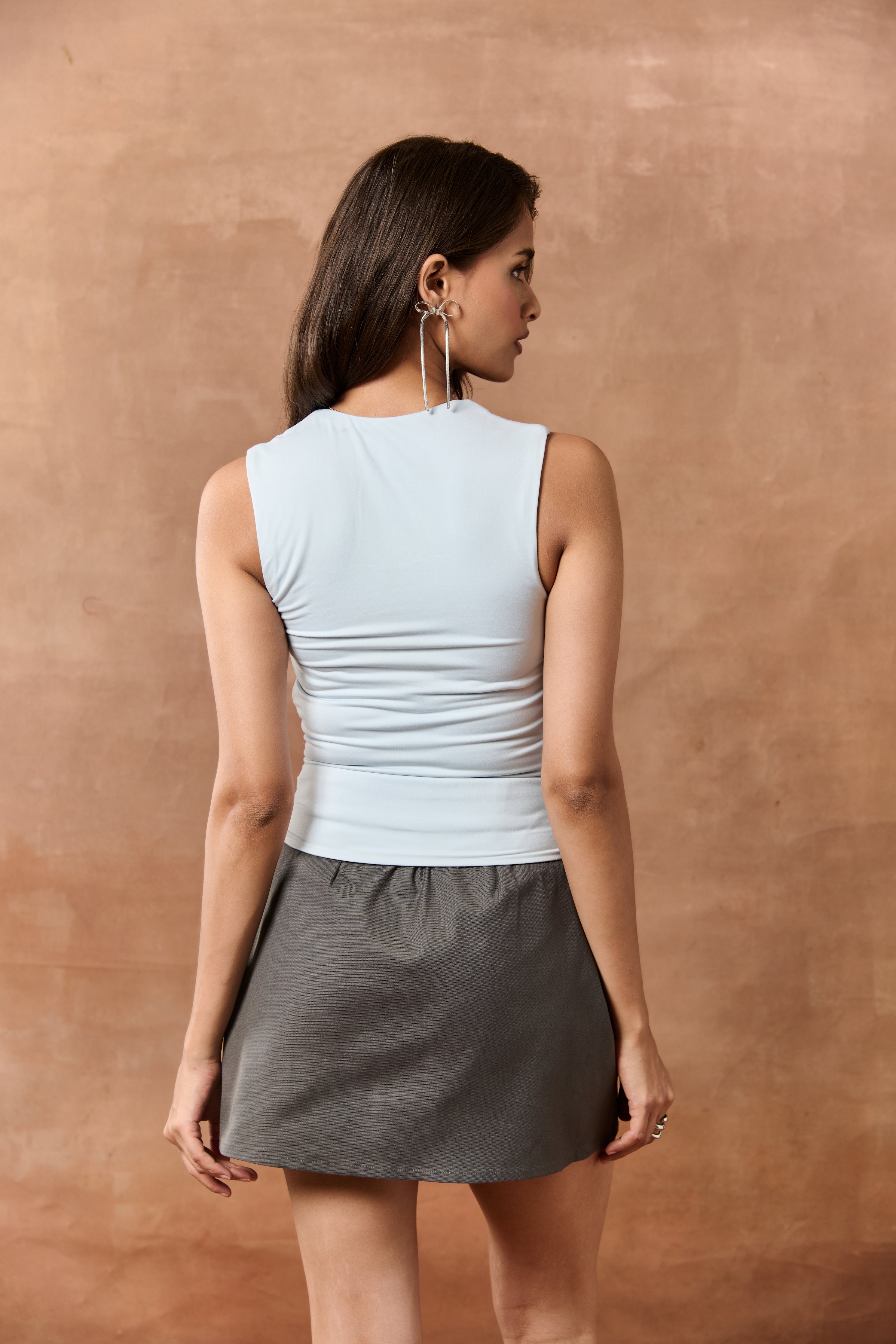 Isidora Baby Blue Ruched Seamless Top