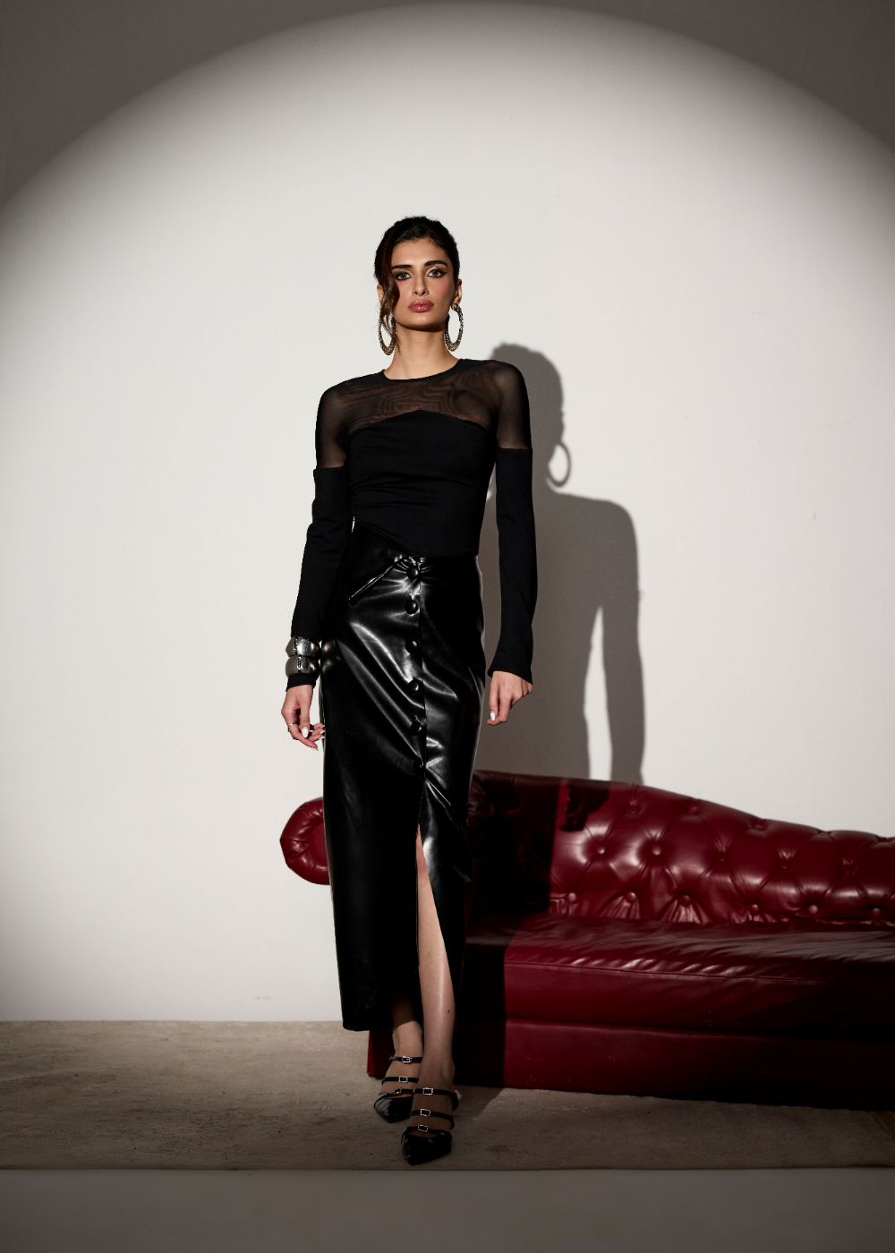 Kylina Black Mesh Insert Top