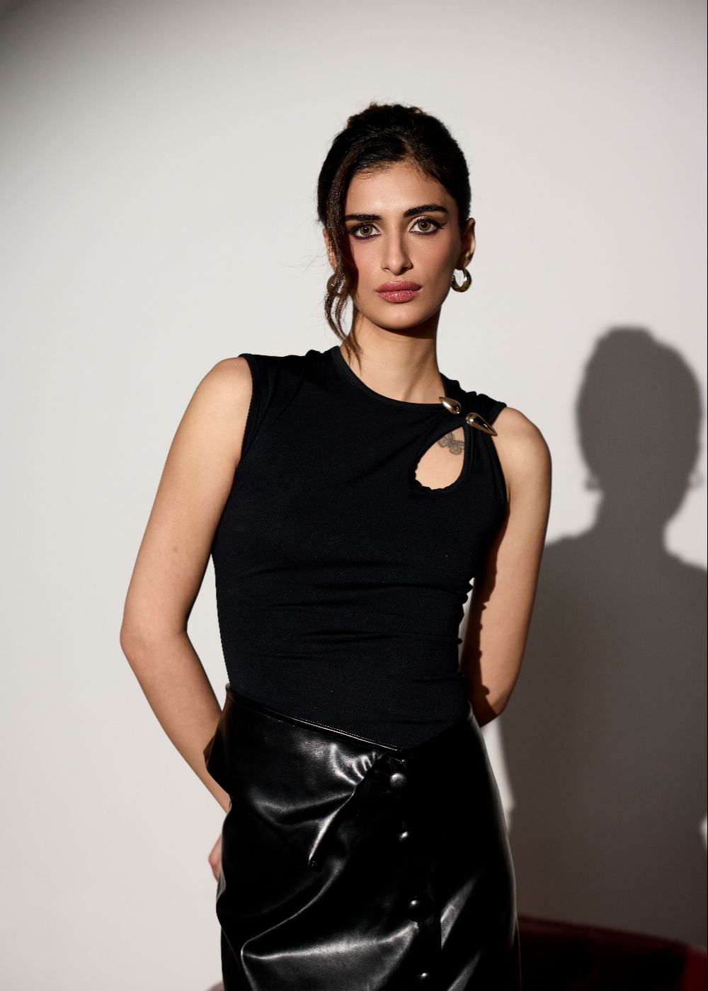 Kira Black Cut-Out Embellished Top