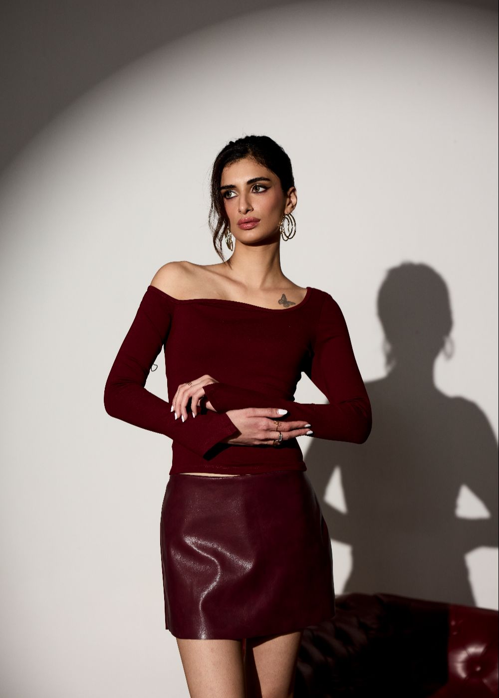 Serena Cherry Red Off Shoulder Top