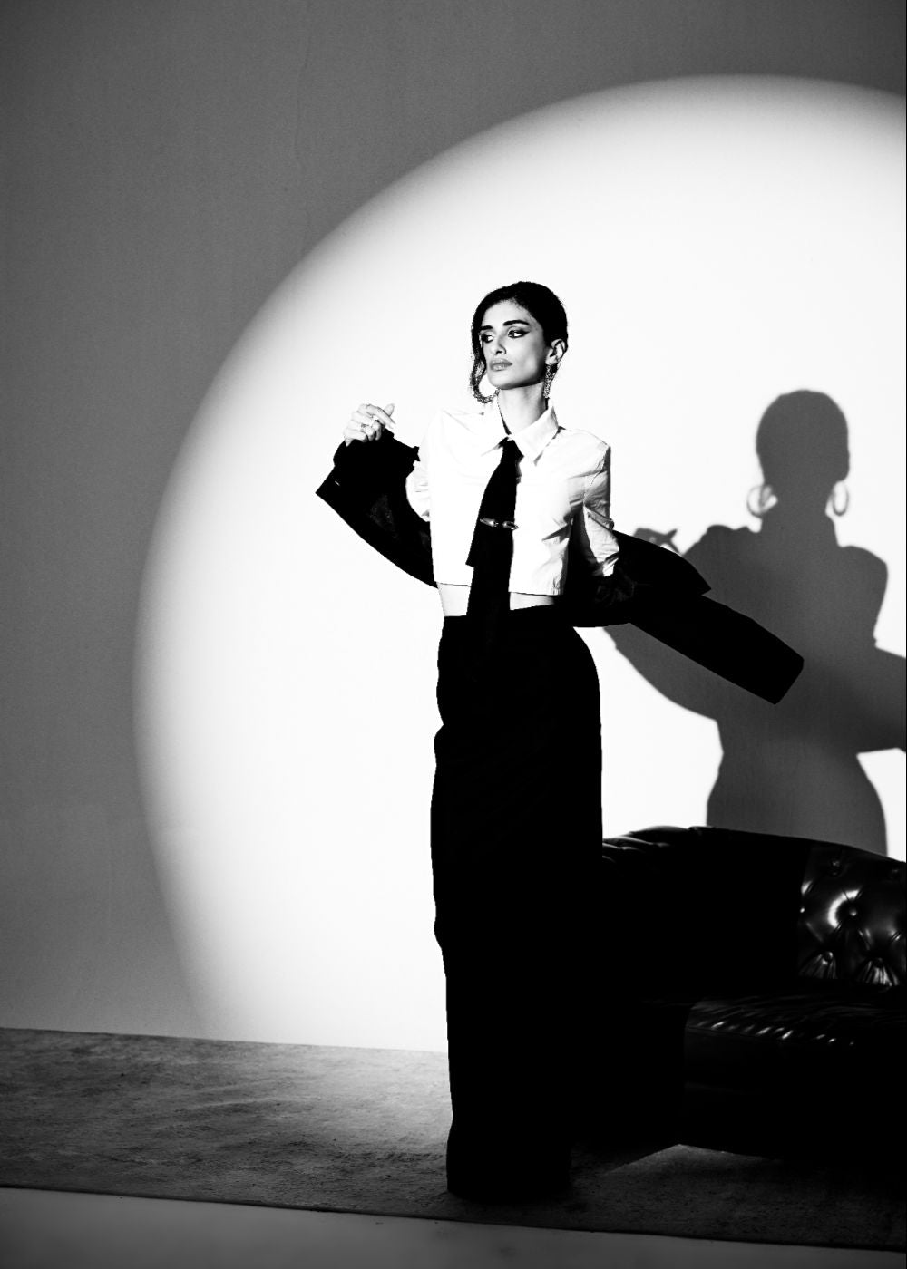 Ezzie White Crop Shirt and Embellished Tie