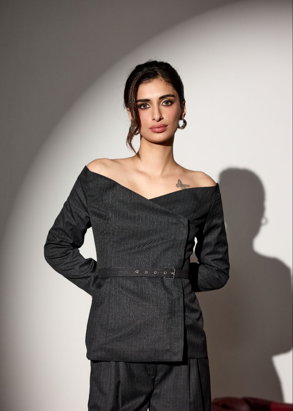 Valence Grey Tailored Wide Leg Pants