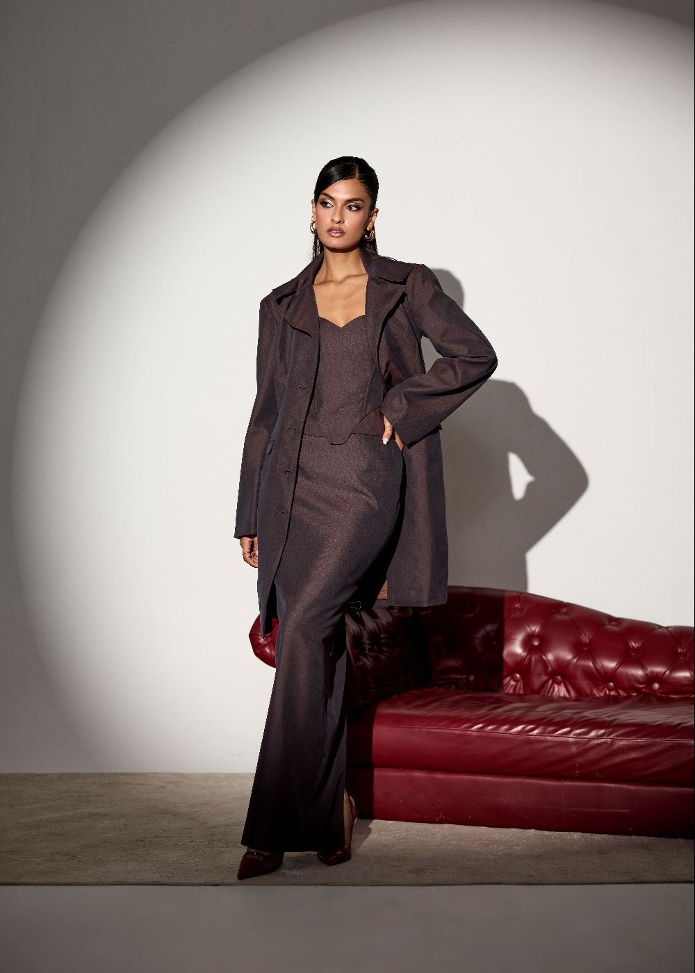 Arden Burgundy Longline Coat