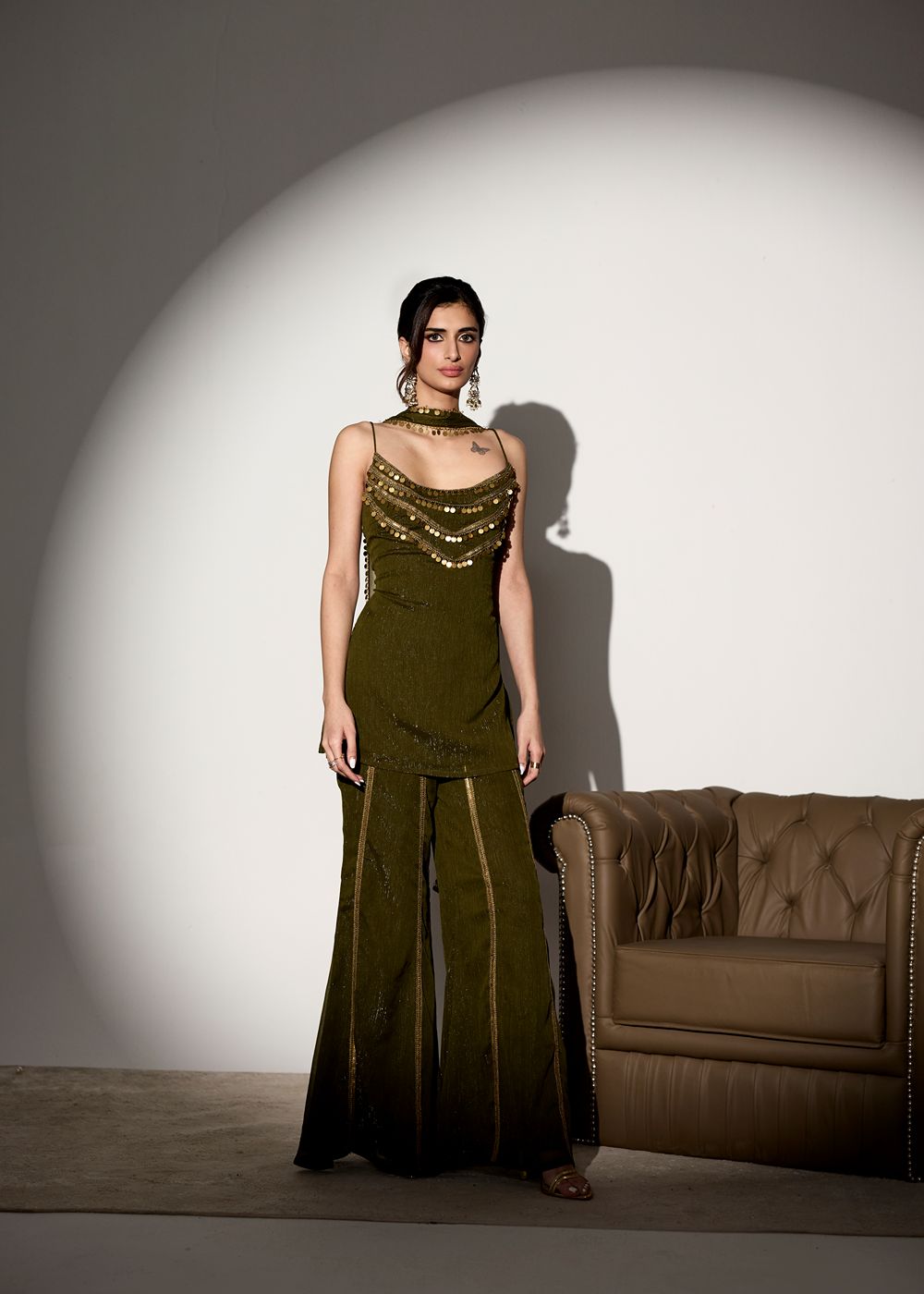 Olivia Green Kurti and Sharara Set