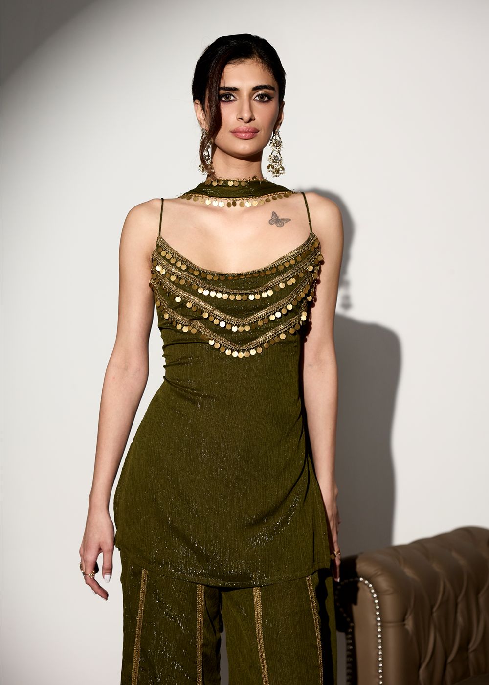 Olivia Green Kurti and Sharara Set