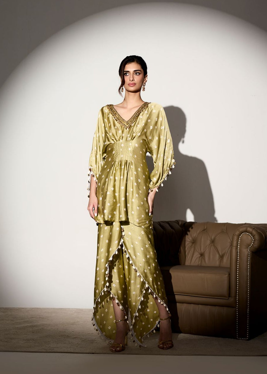 Noor Sage Green Kurti and Dhoti Pant Set