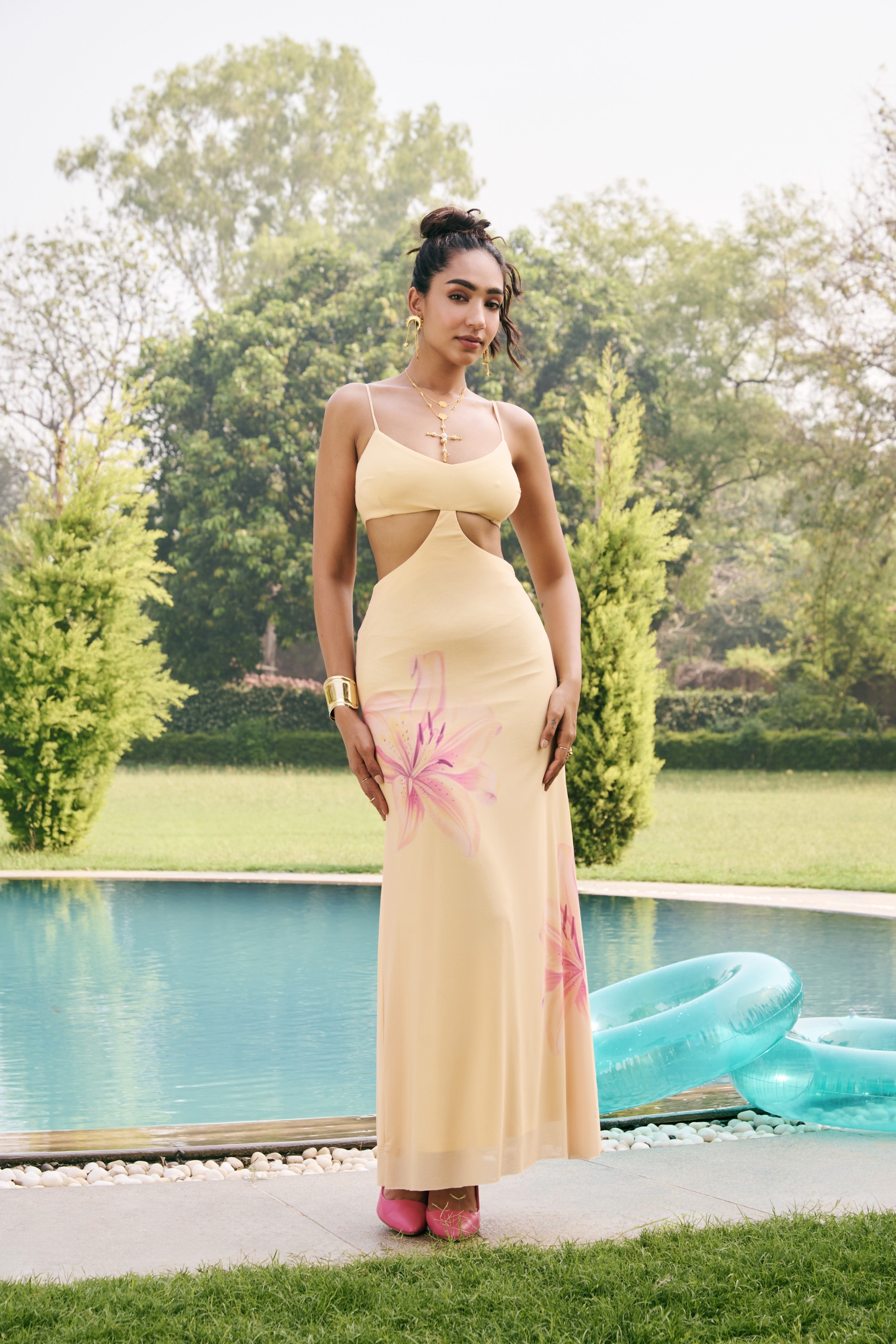 Marigold Butter Yellow Bloom Maxi Dress