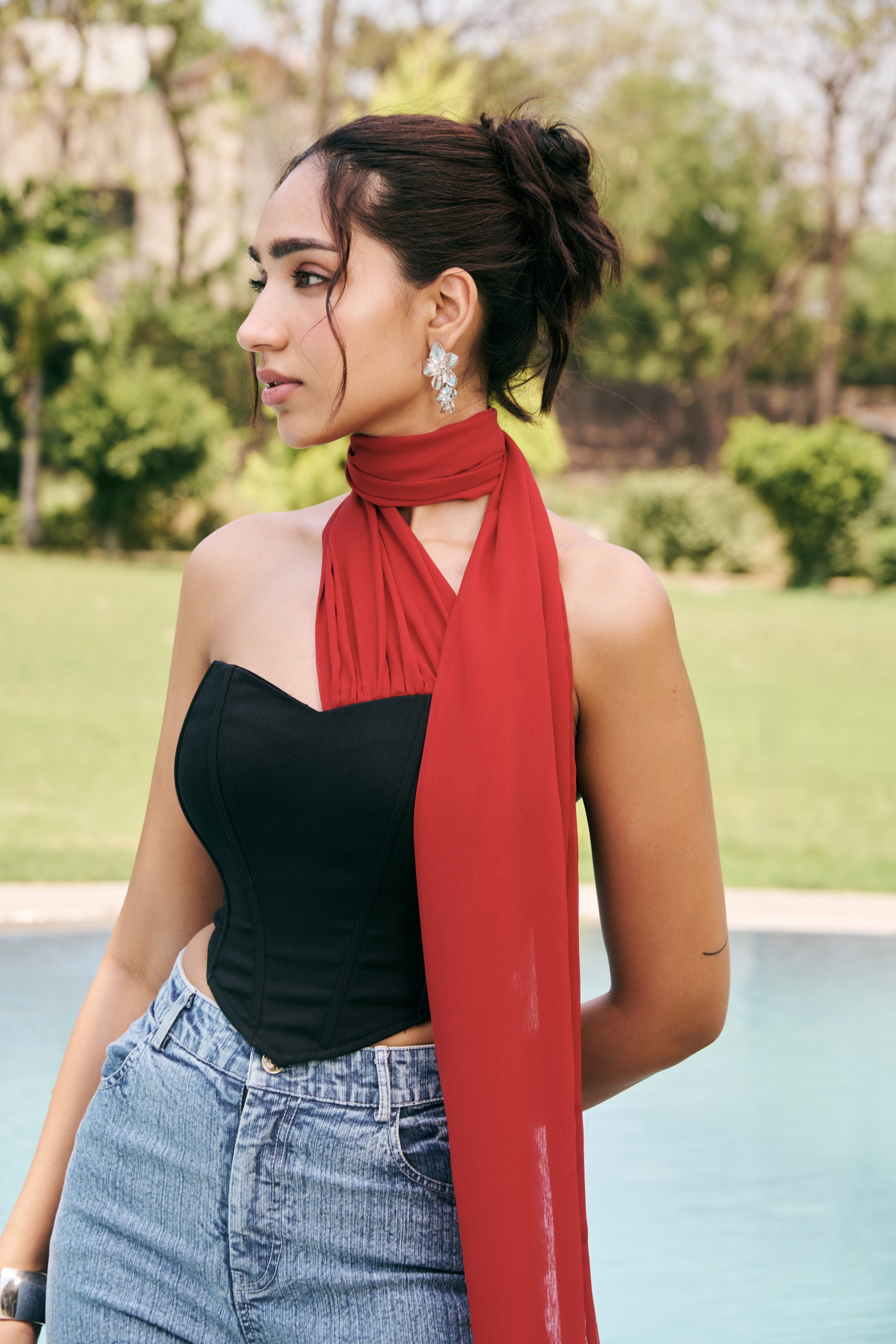 Nerina Noir Corset & Crimson Wrap