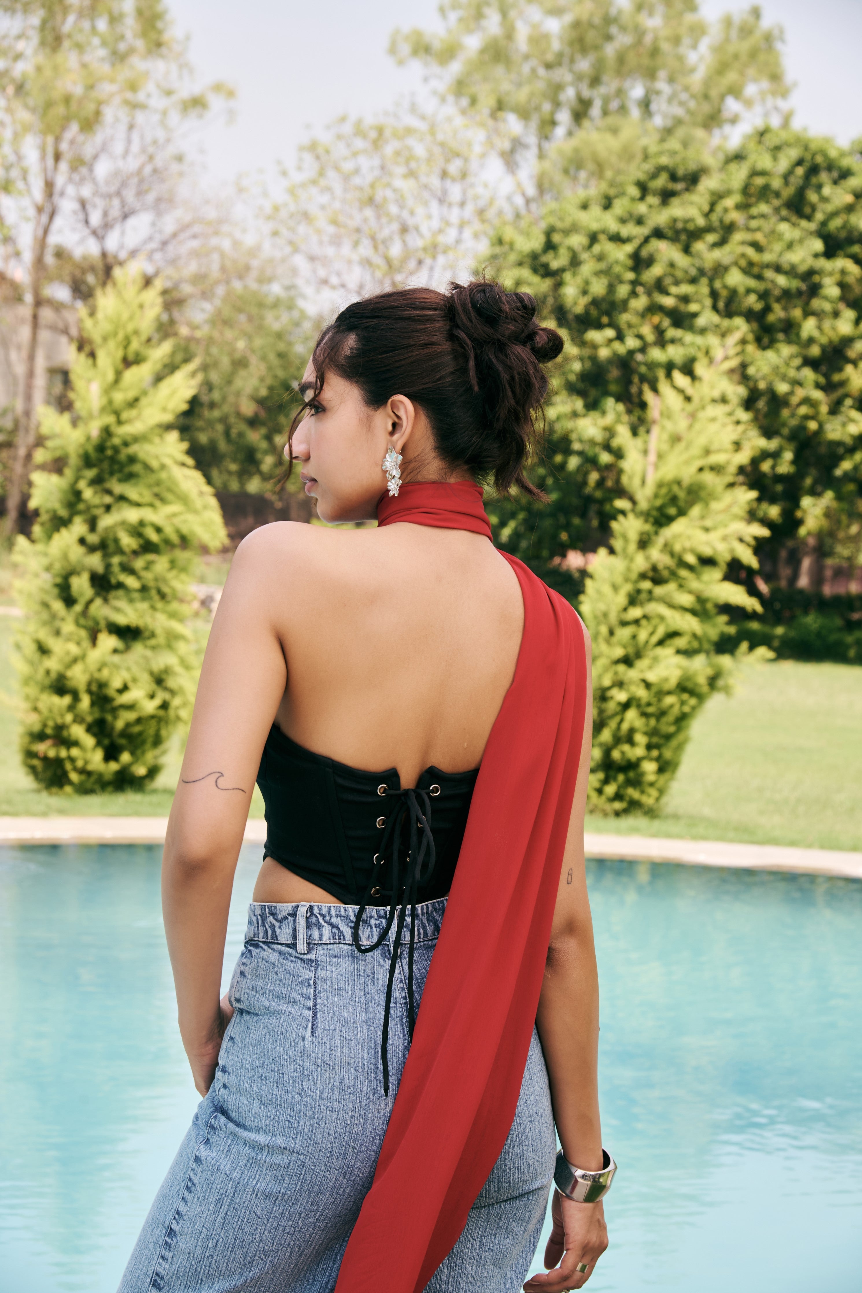 Nerina Noir Corset & Crimson Wrap