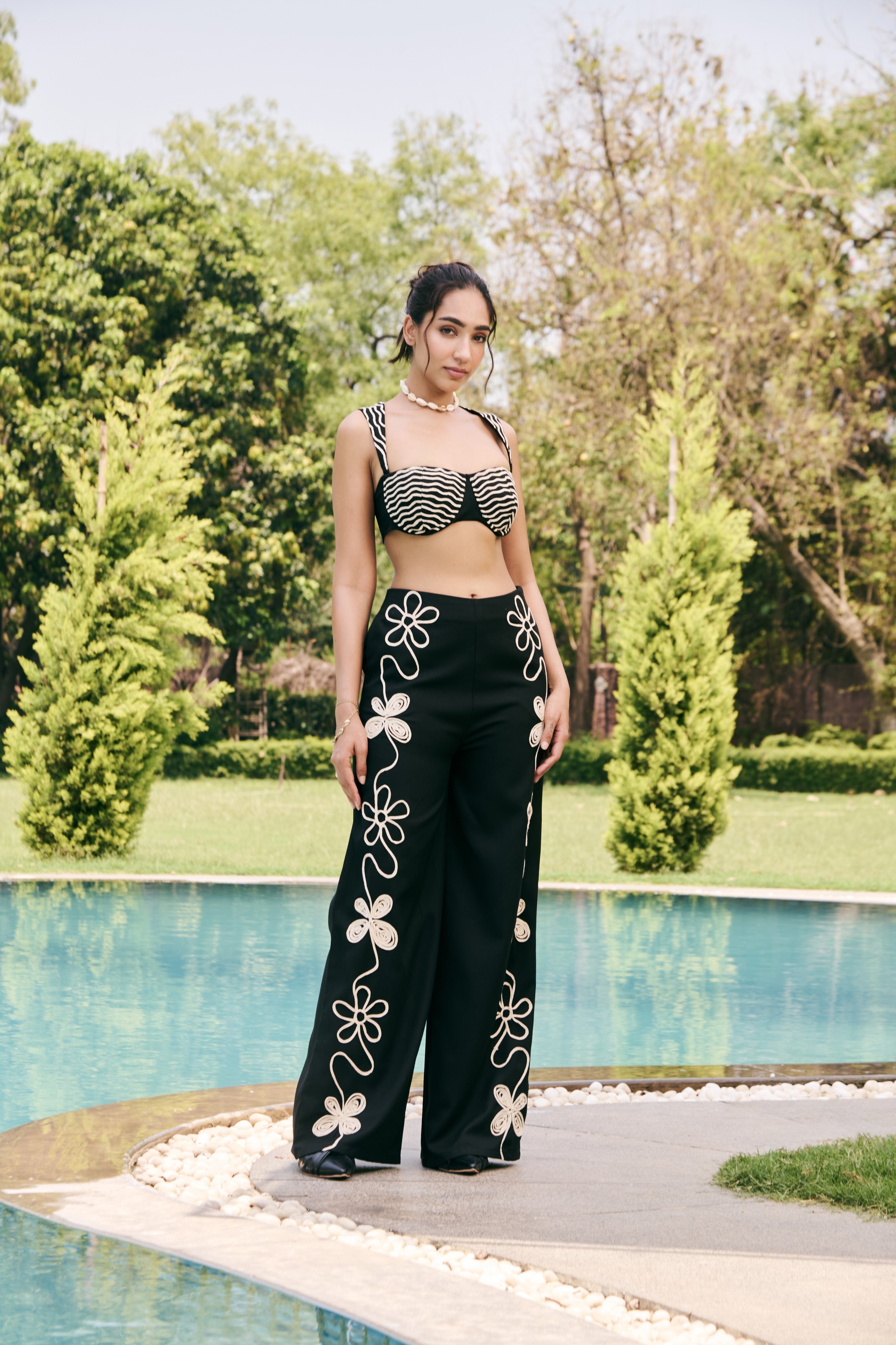 Zyra Black Embellished Bustier Top