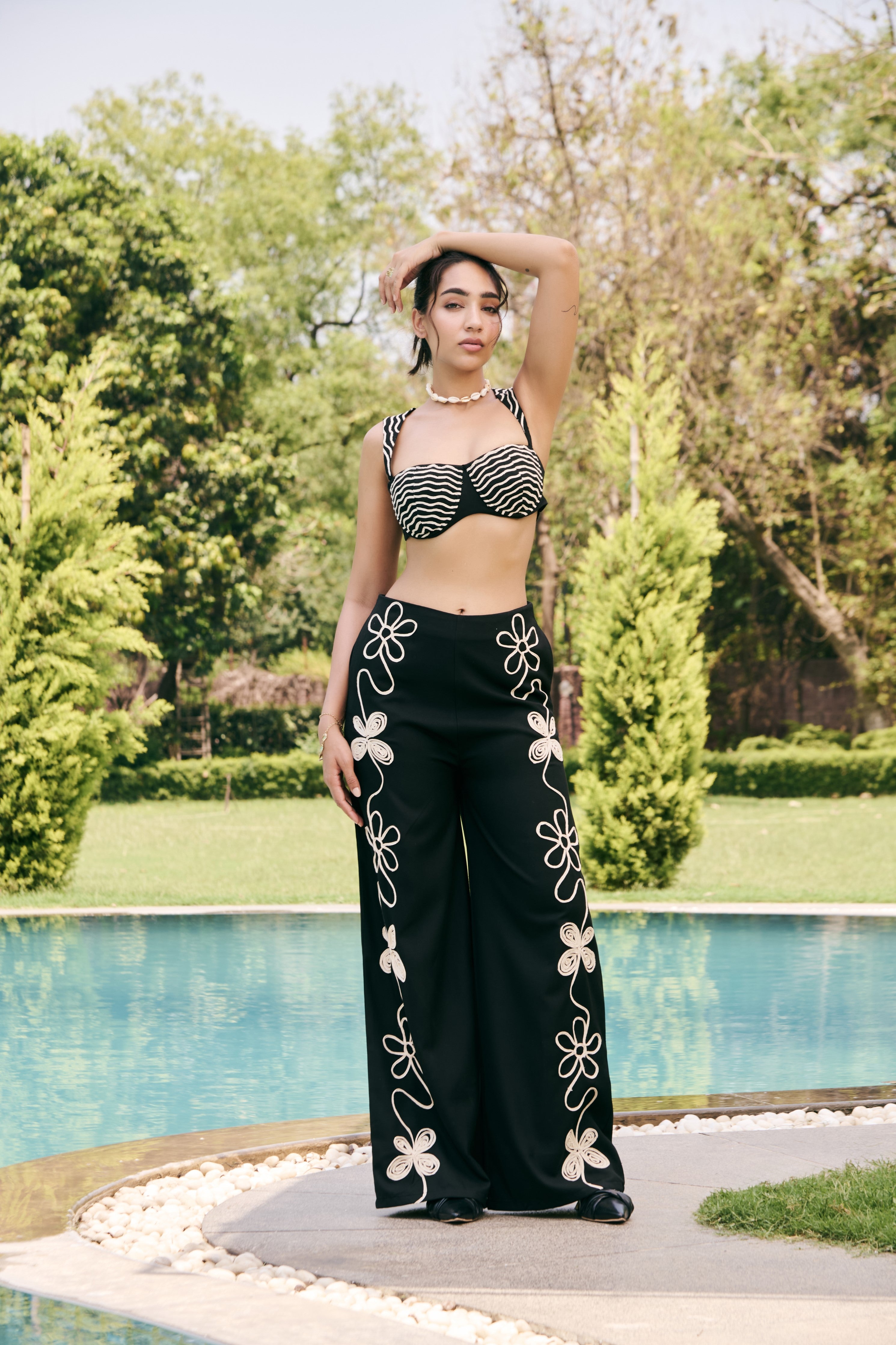 Zyra Black Embellished Bustier Top