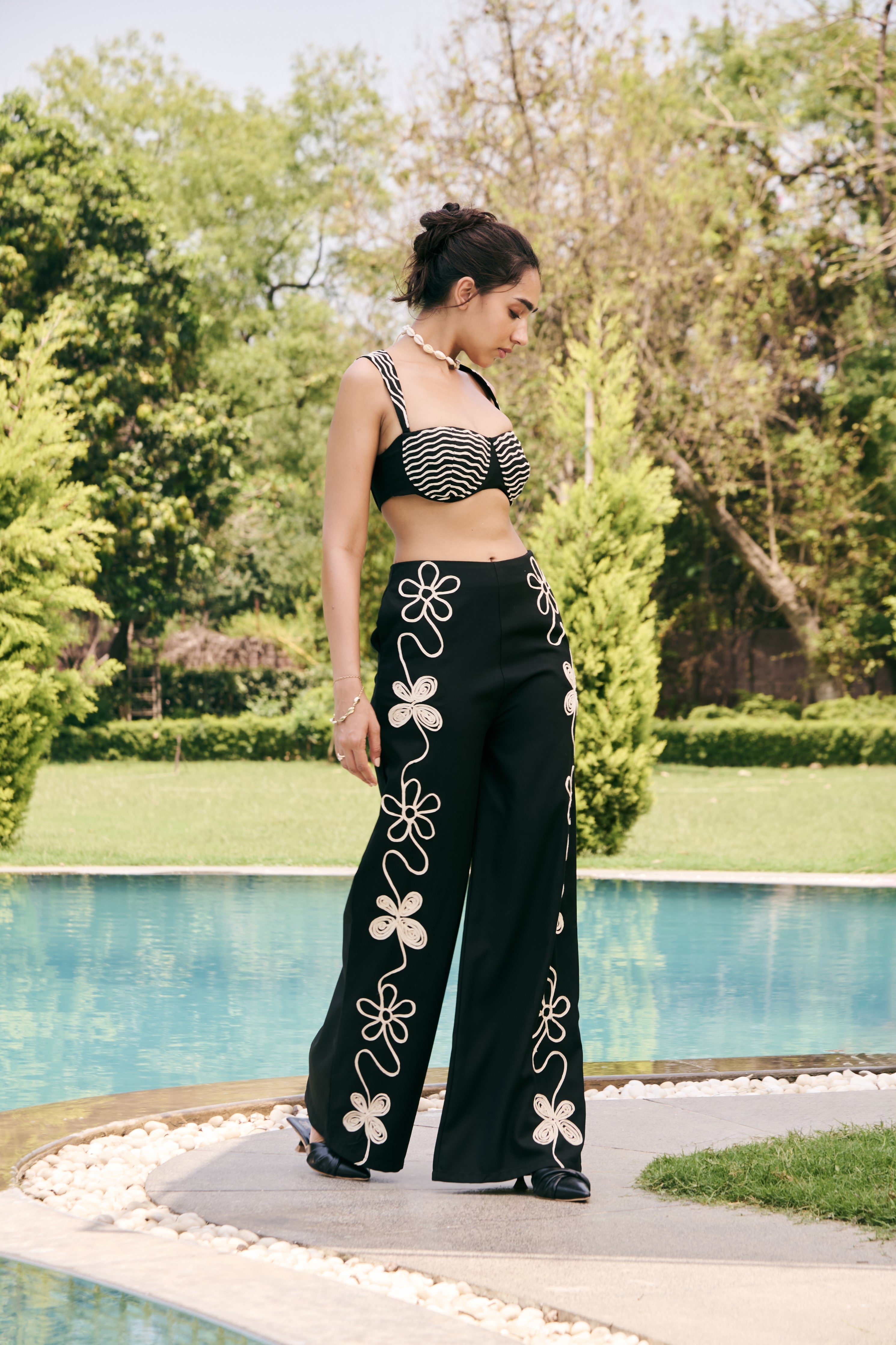 Zyra Black Embellished Bustier Top