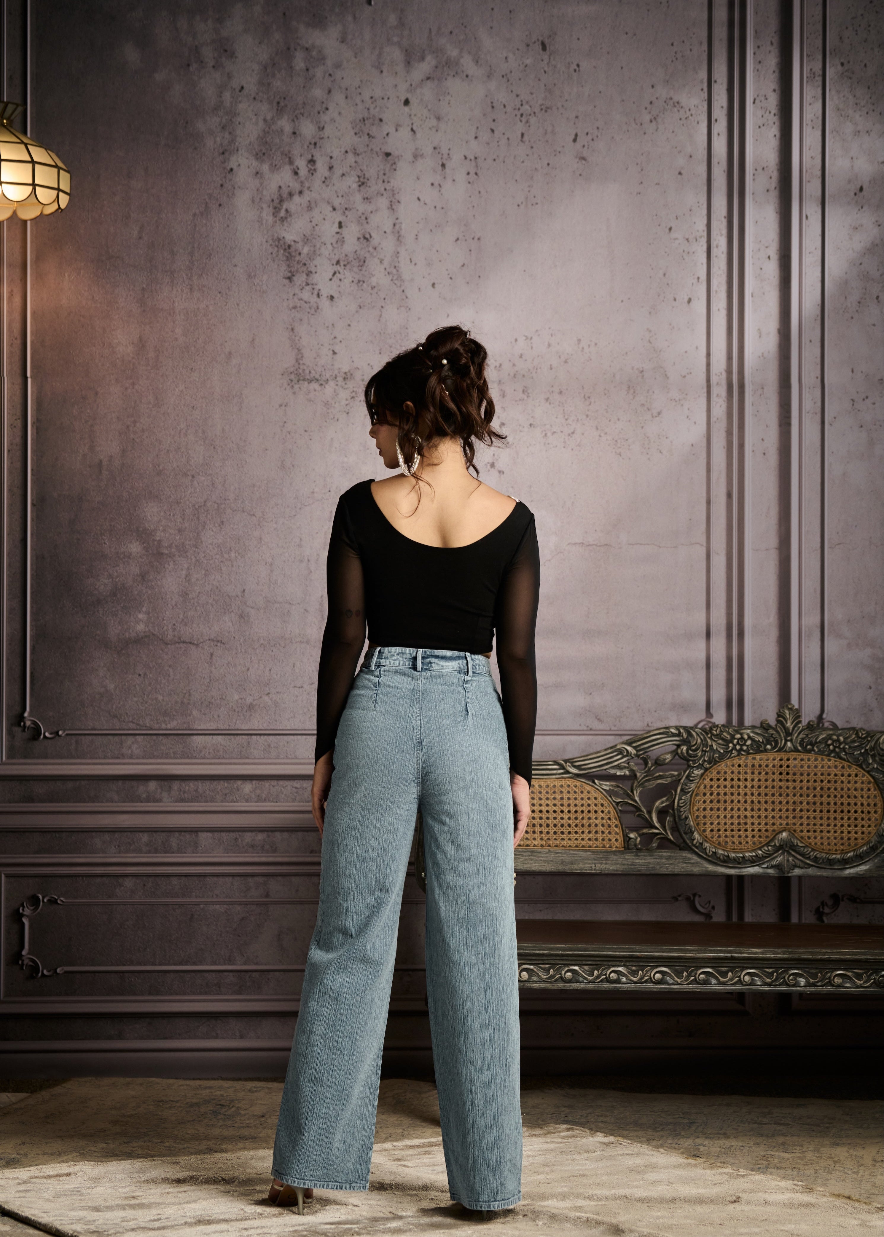 Maeve Blue High-Waisted Embroidered Denim Jeans