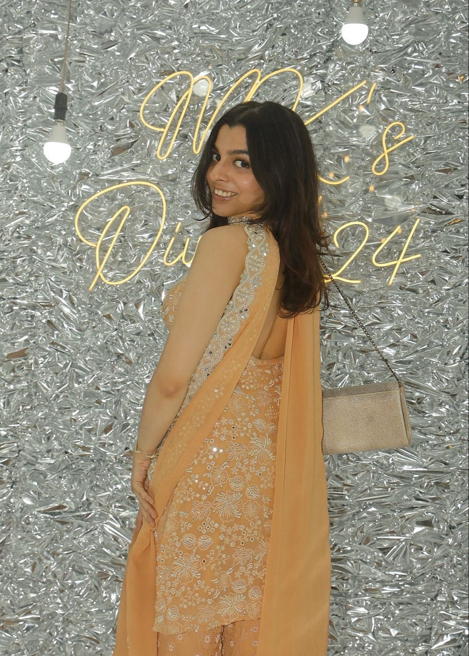 Namya Buff Orange Embroidered Sharara Set