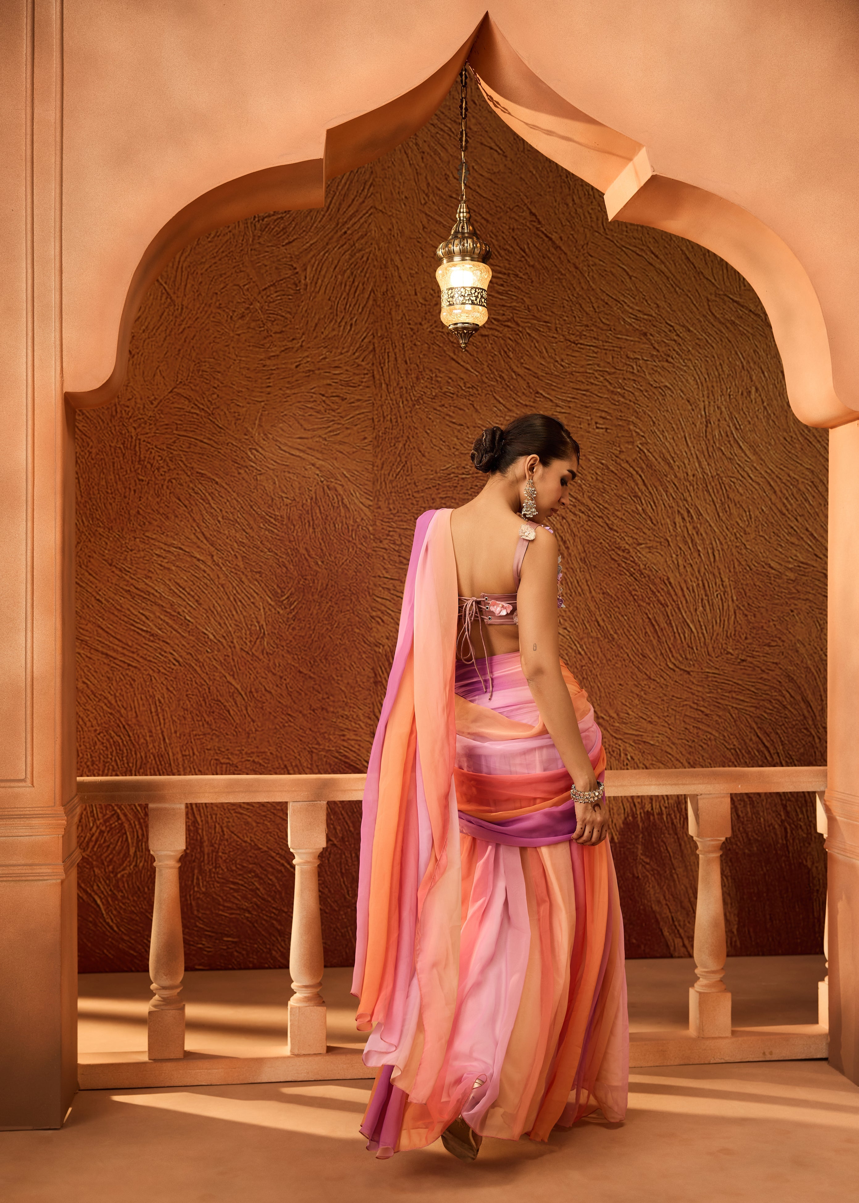 Natasha Multi-colour Floral Embroidered Saree