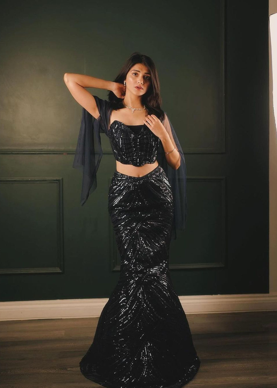 Netra Sapphire Embroidered Mermaid Lehenga Set