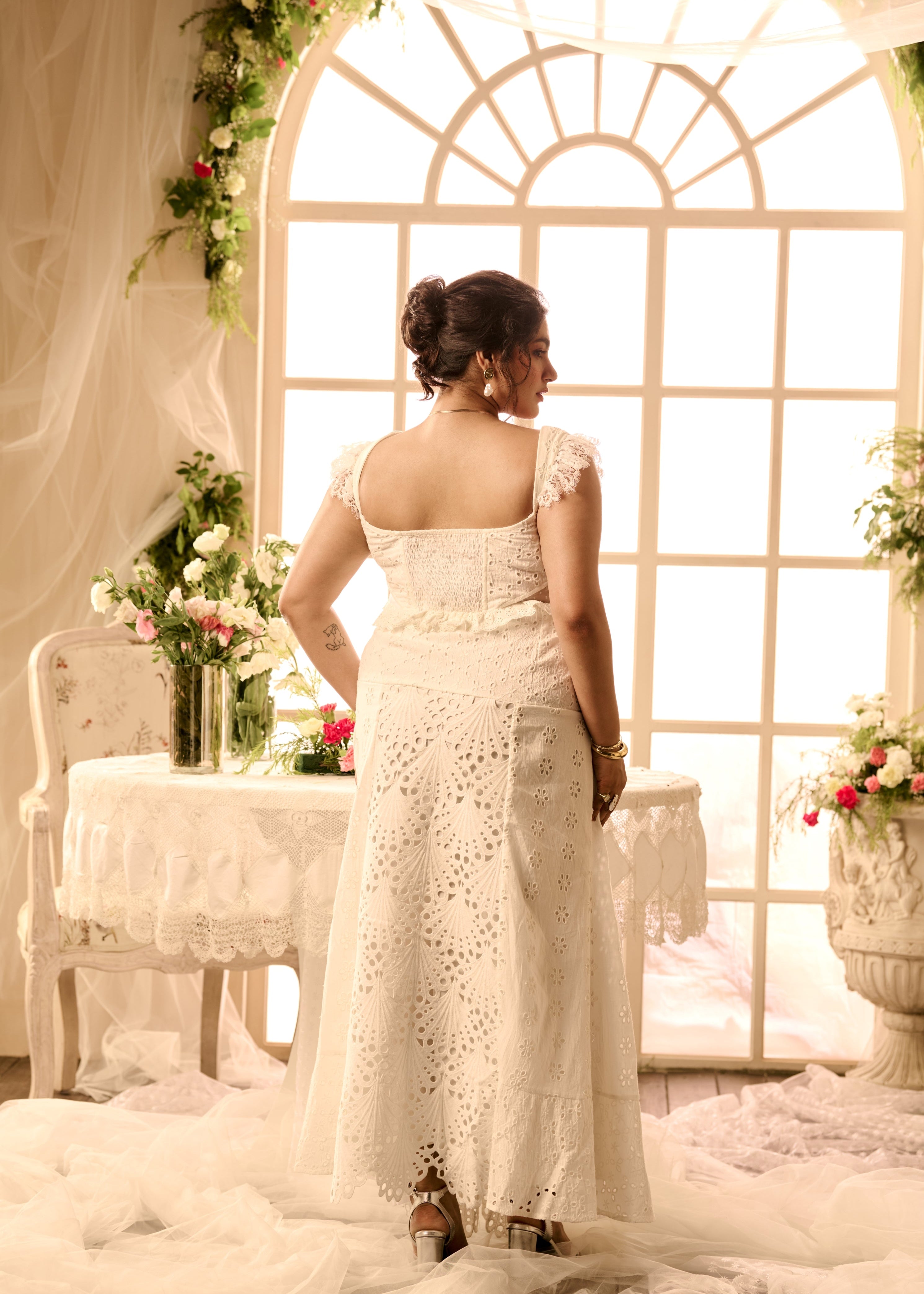 Odessa White Top And Skirt Set