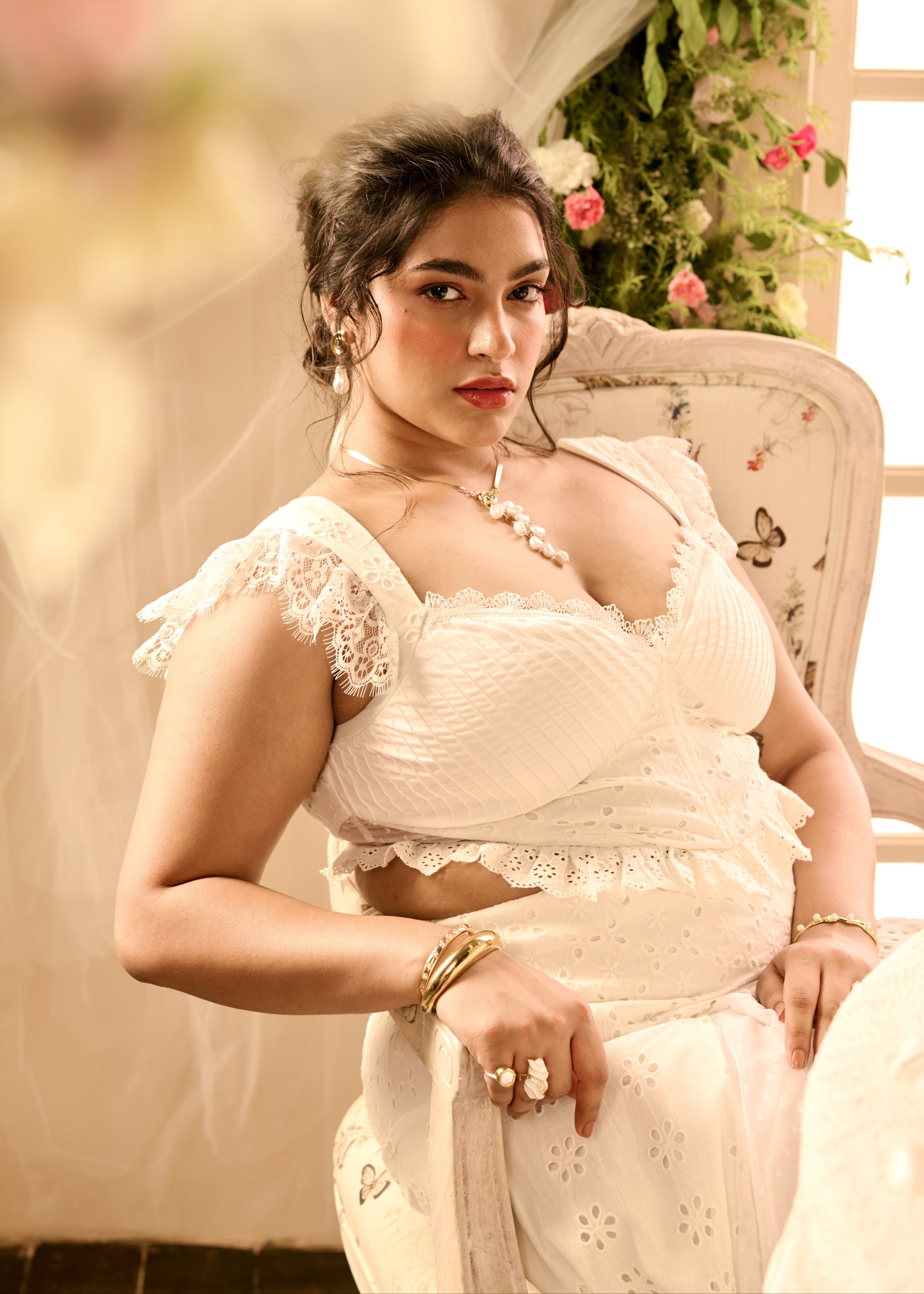 Odessa White Top And Skirt Set