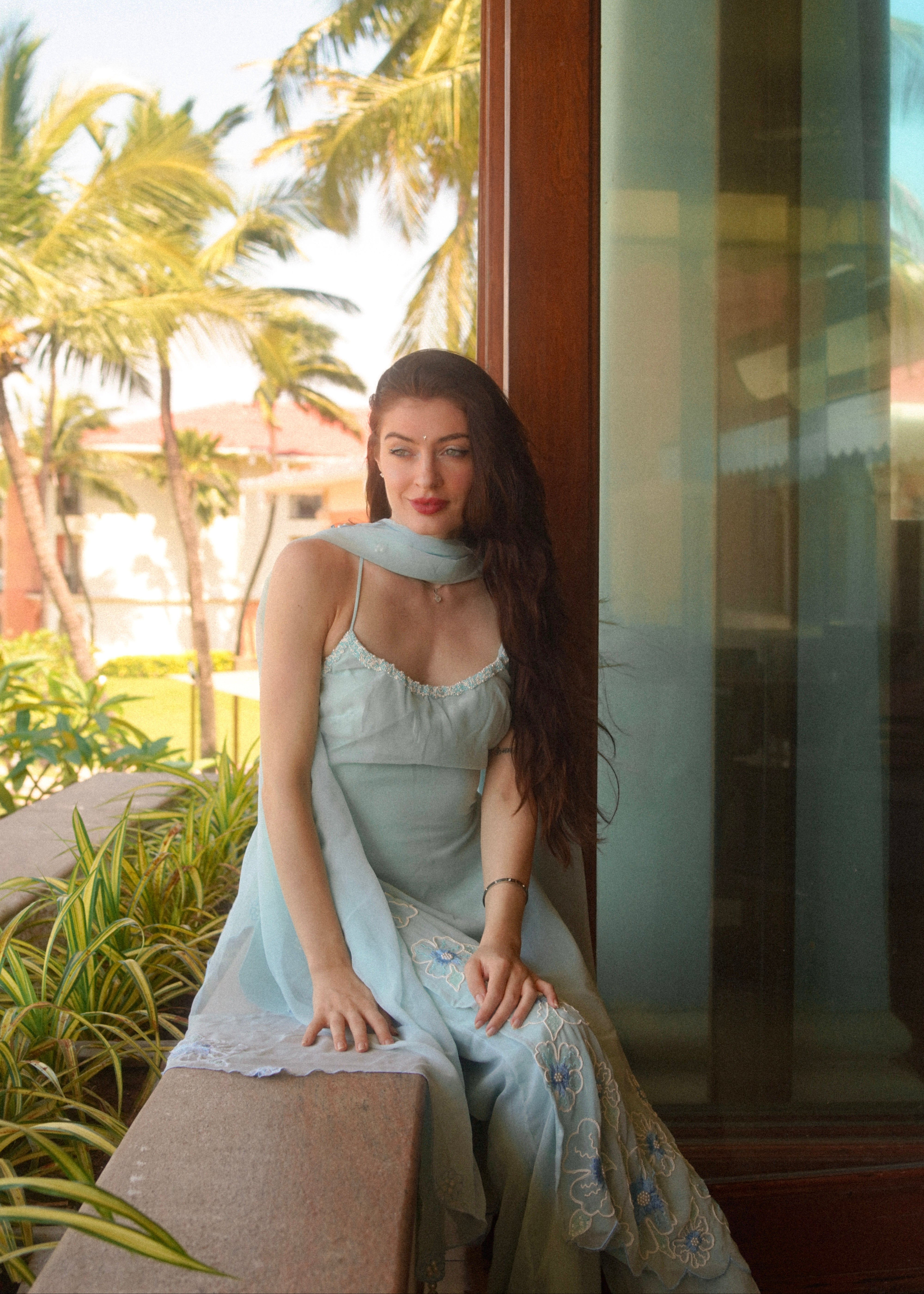 Raaya Baby Blue Hand-Embroidered Sleeveless Suit