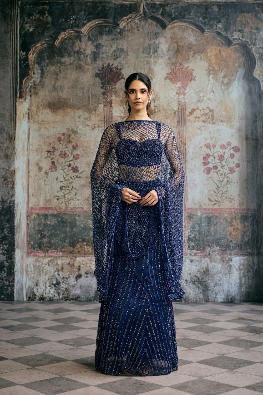 Layra Navy Hand-Embellished Blue Lehenga Set