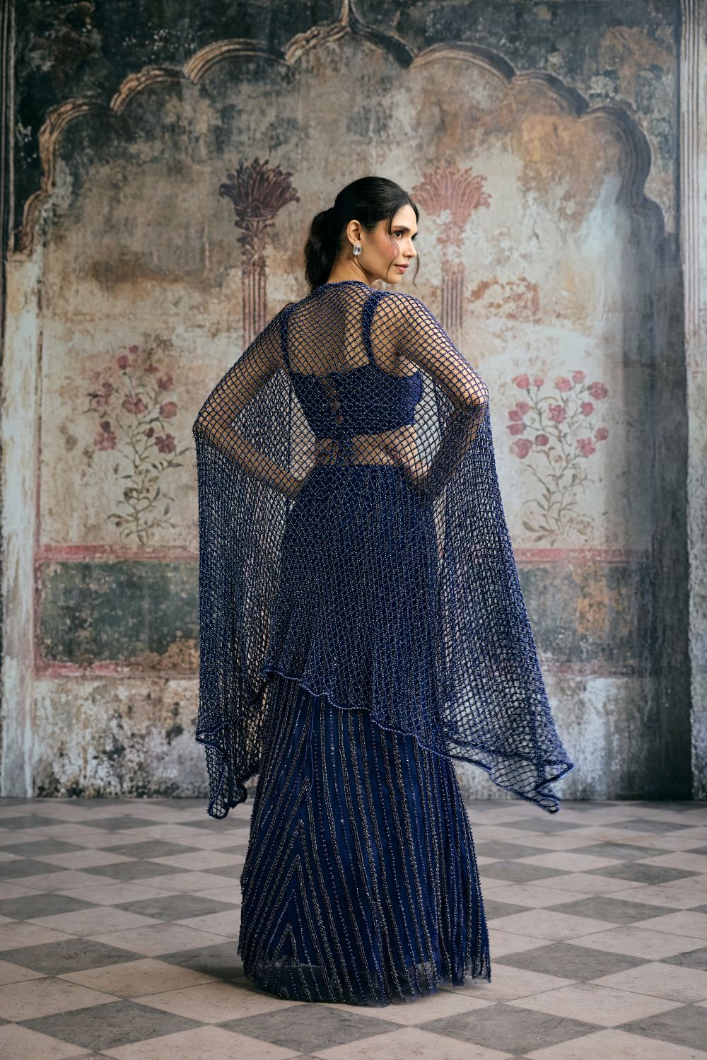 Layra Navy Hand-Embellished Blue Lehenga Set