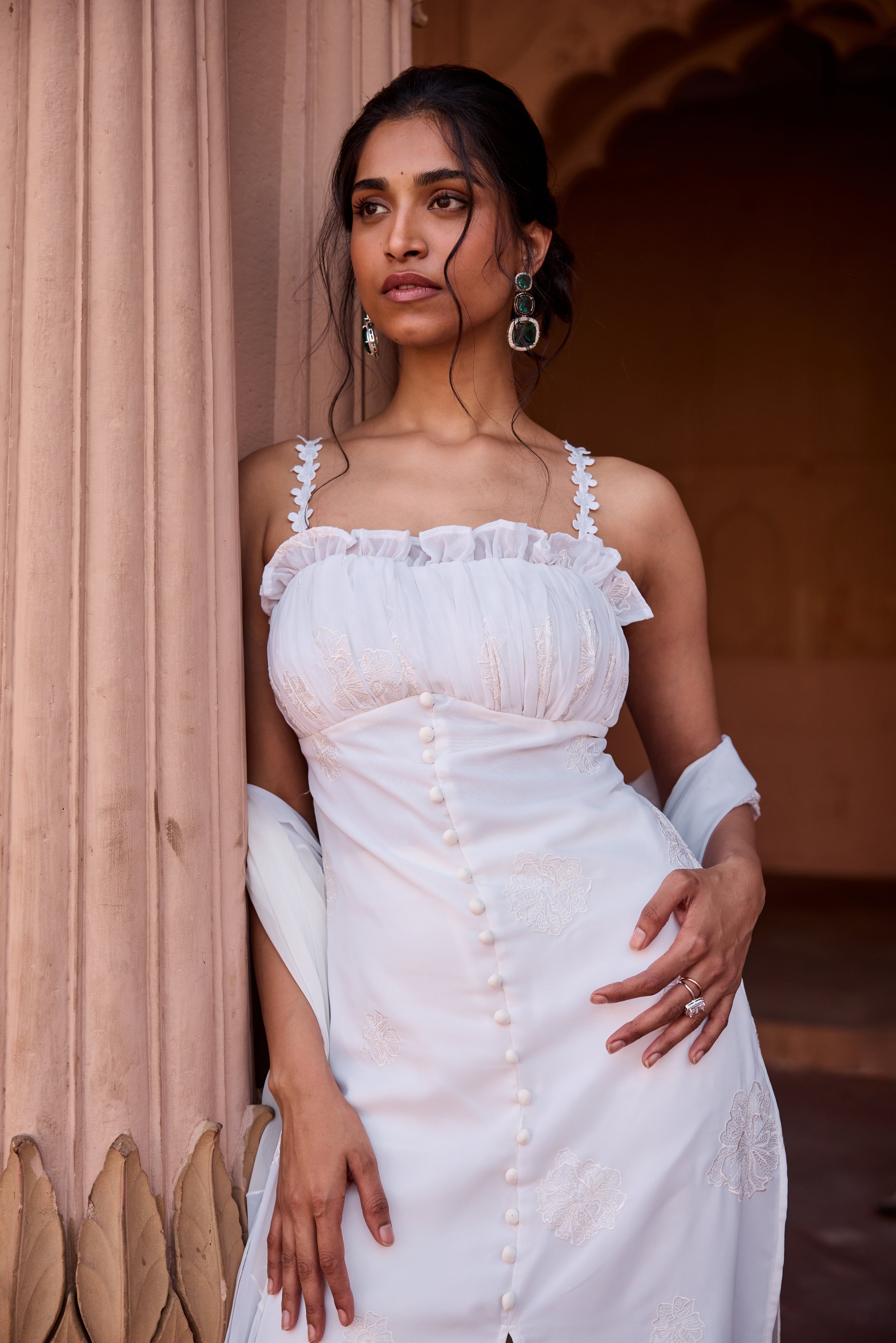 Aarya White Embroidered Georgette Kurta Set